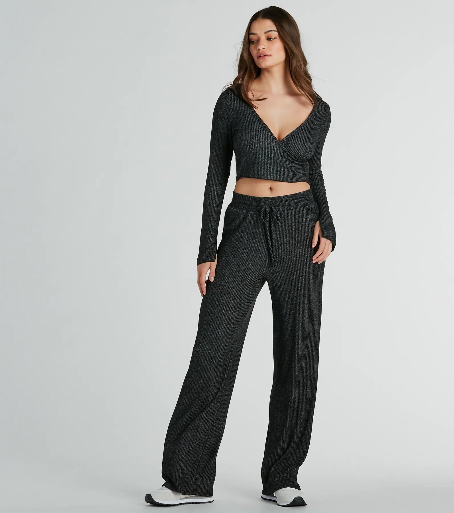 Keep It Chill Long Sleeve Ribbed Knit Pajama Top