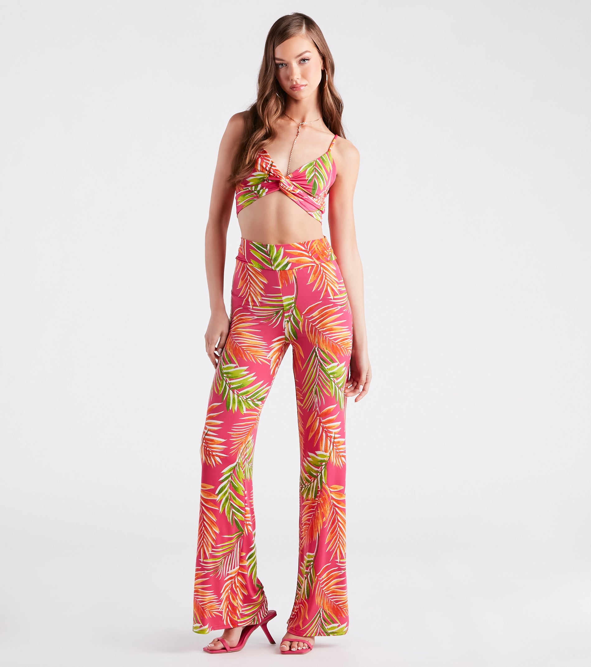 Tropical Destination High Waist Palazzo Pants