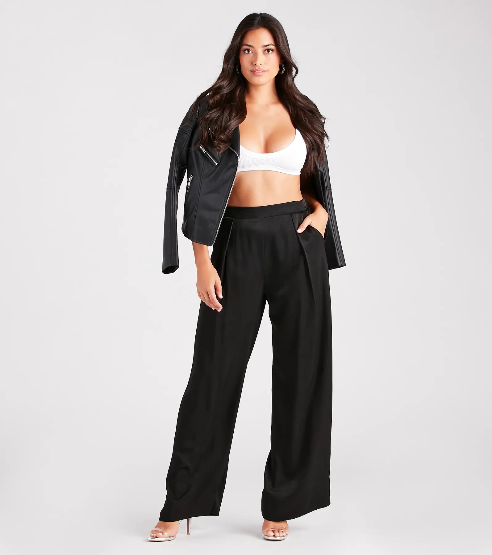 Sleek And Sophisticated Satin Wide-Leg Pants