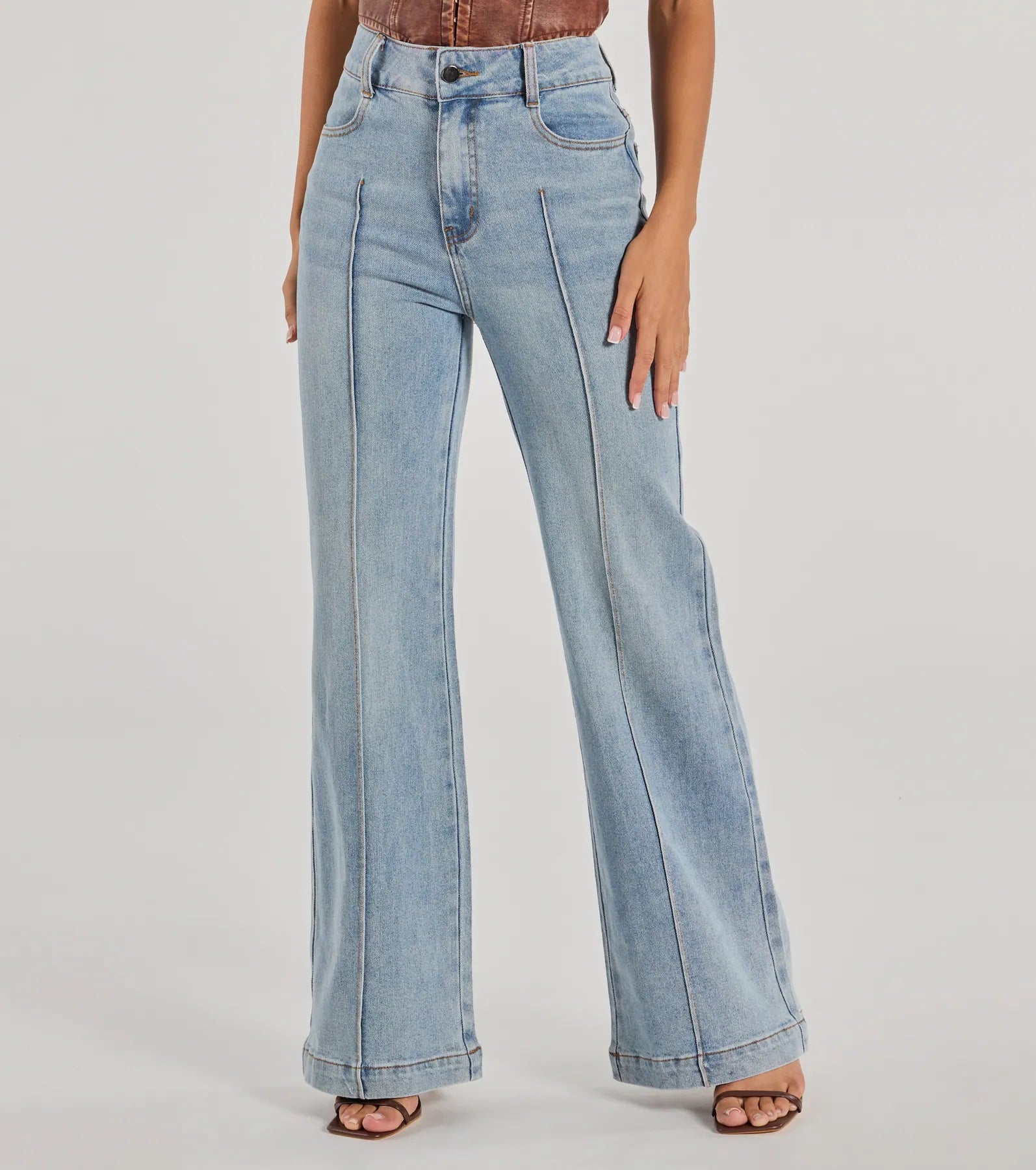 Stylish Refresh High-Rise Wide-Leg Denim Jeans