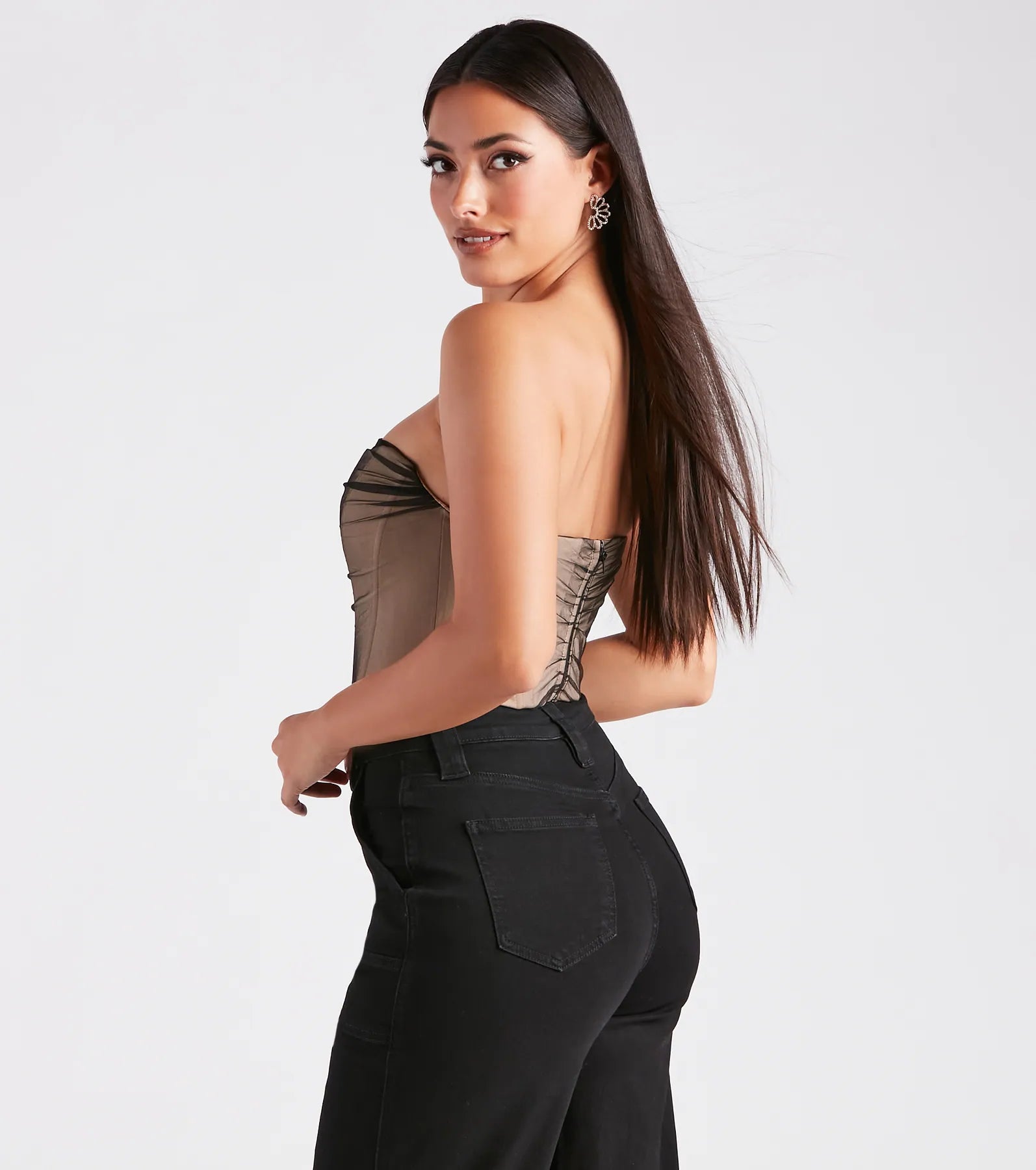 Having A Moment Ponte Tulle Corset Top