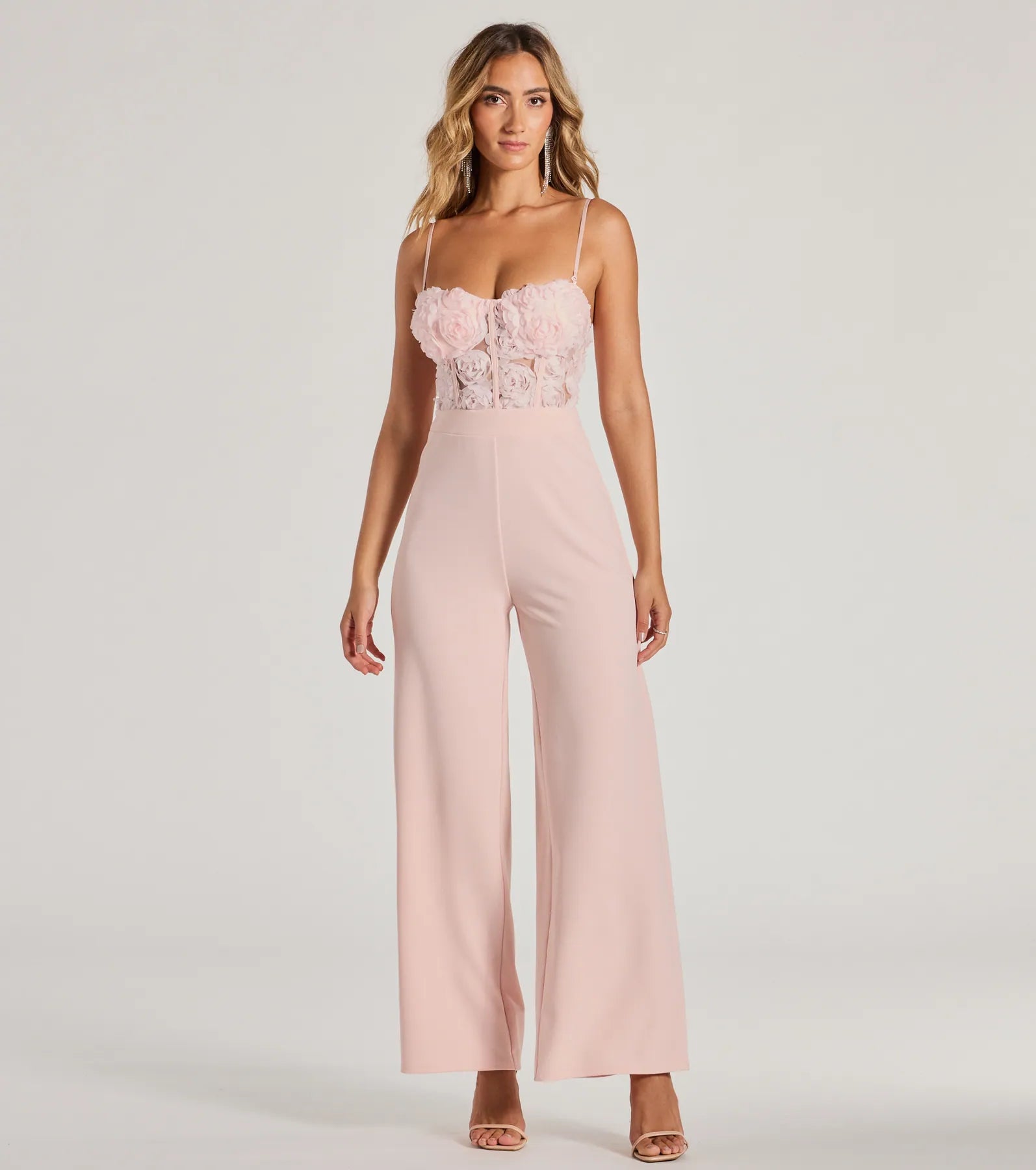 Bare Necessities Floral Applique Corset Jumpsuit