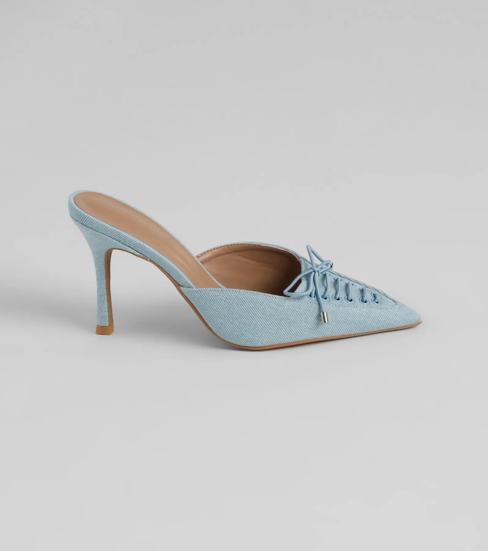 Vintage Allure Lace-Up Denim Stiletto Pumps