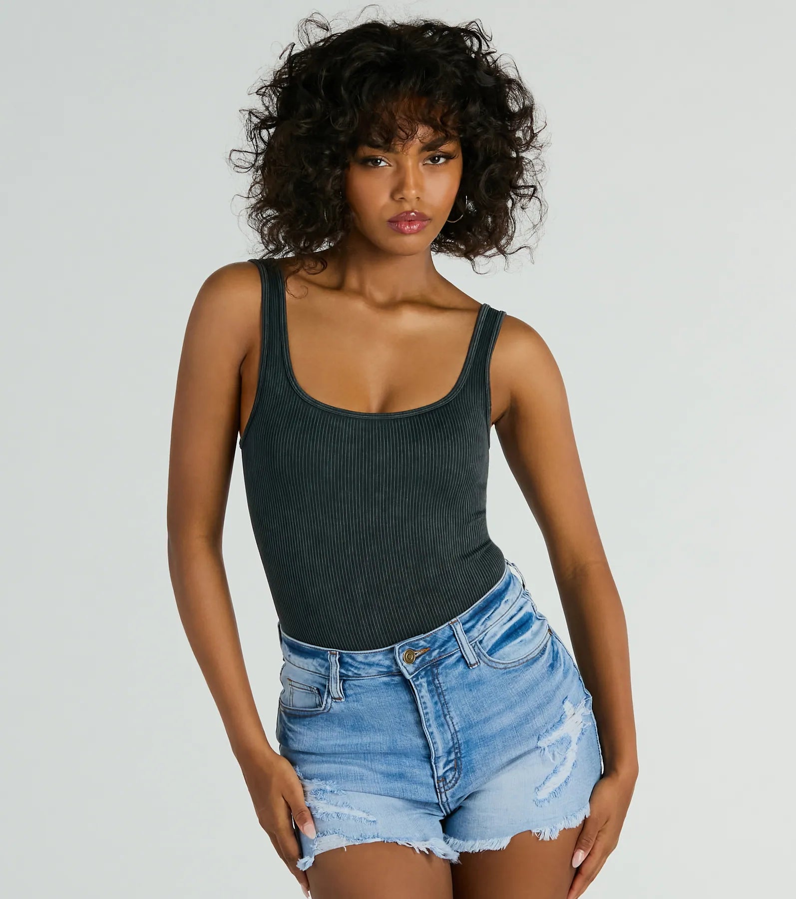 Simply Effortless Square Neck Rib Knit Bodysuit