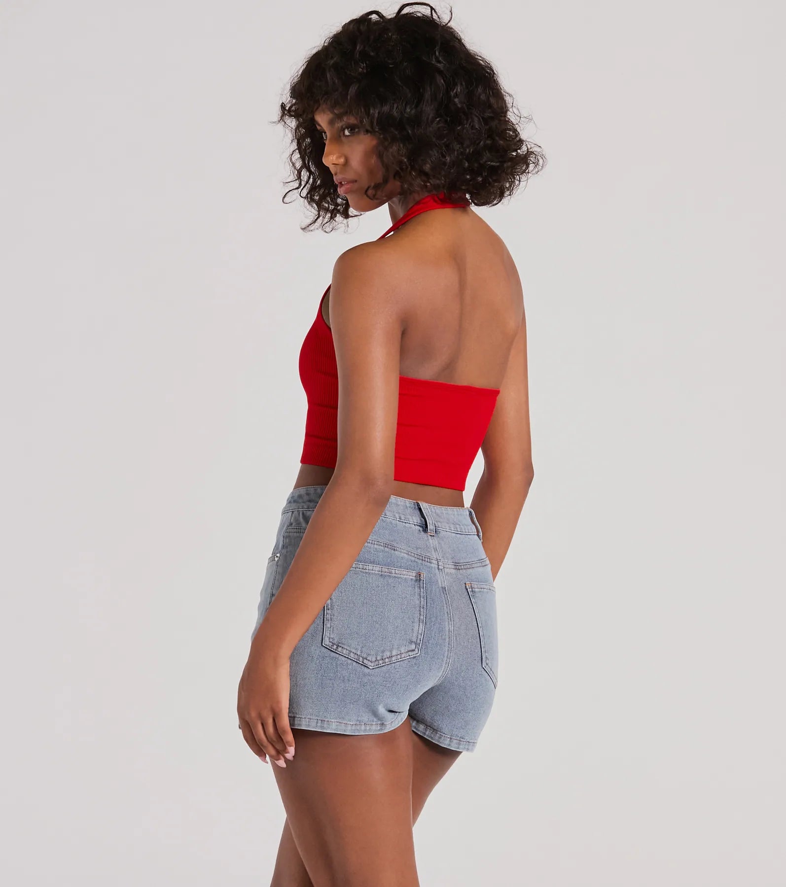 Day Or Night Halter V-Neck Crop Top