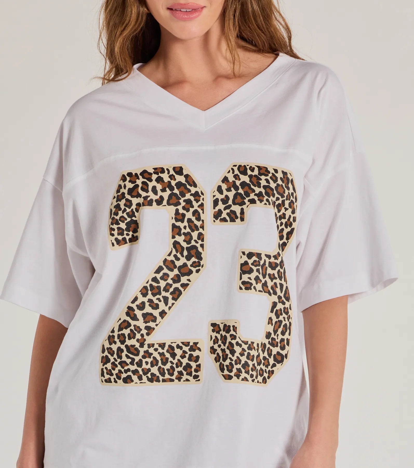 23 Leopard Print Oversized Graphic Tee