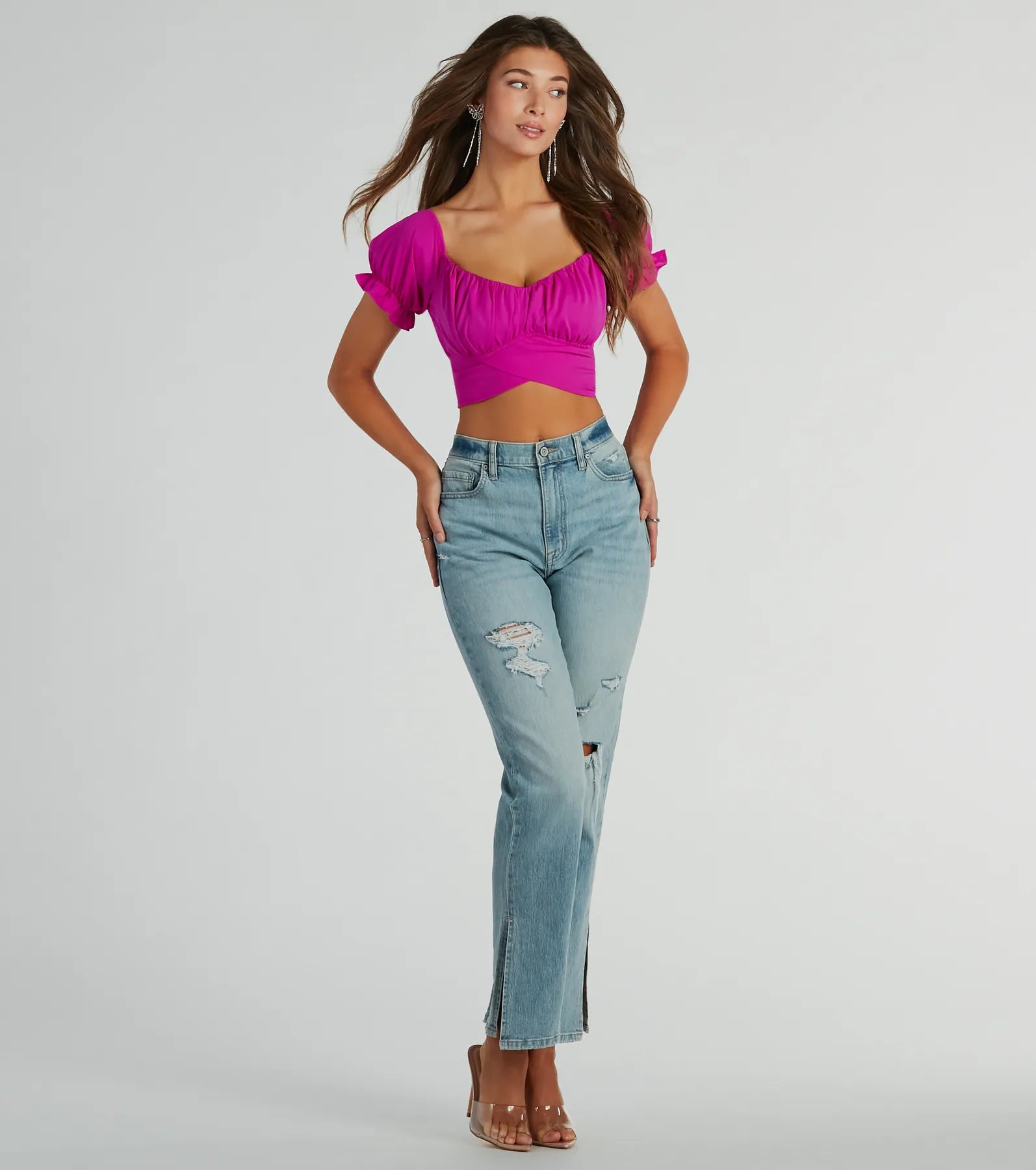 Distinct Cutie Tie-Back Chiffon Crop Top