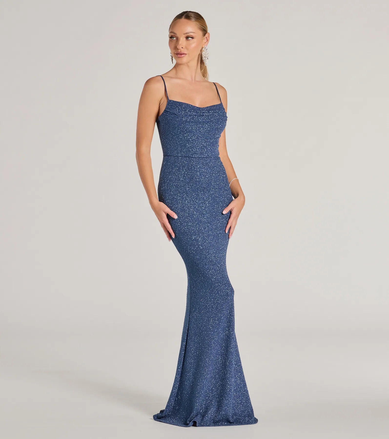 Erica Cowl Neck Mermaid Glitter Formal Dress