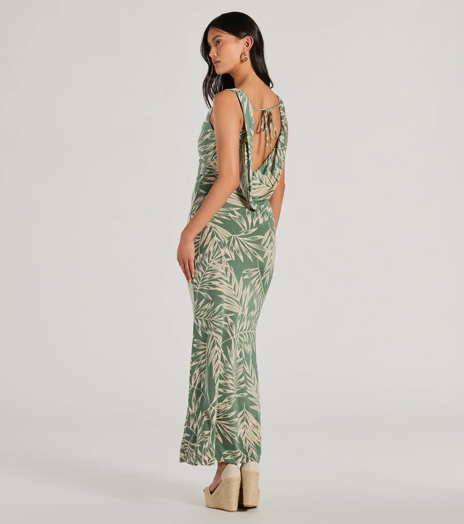 Fabulous Destination Tropical Cowl Neck Maxi Dress