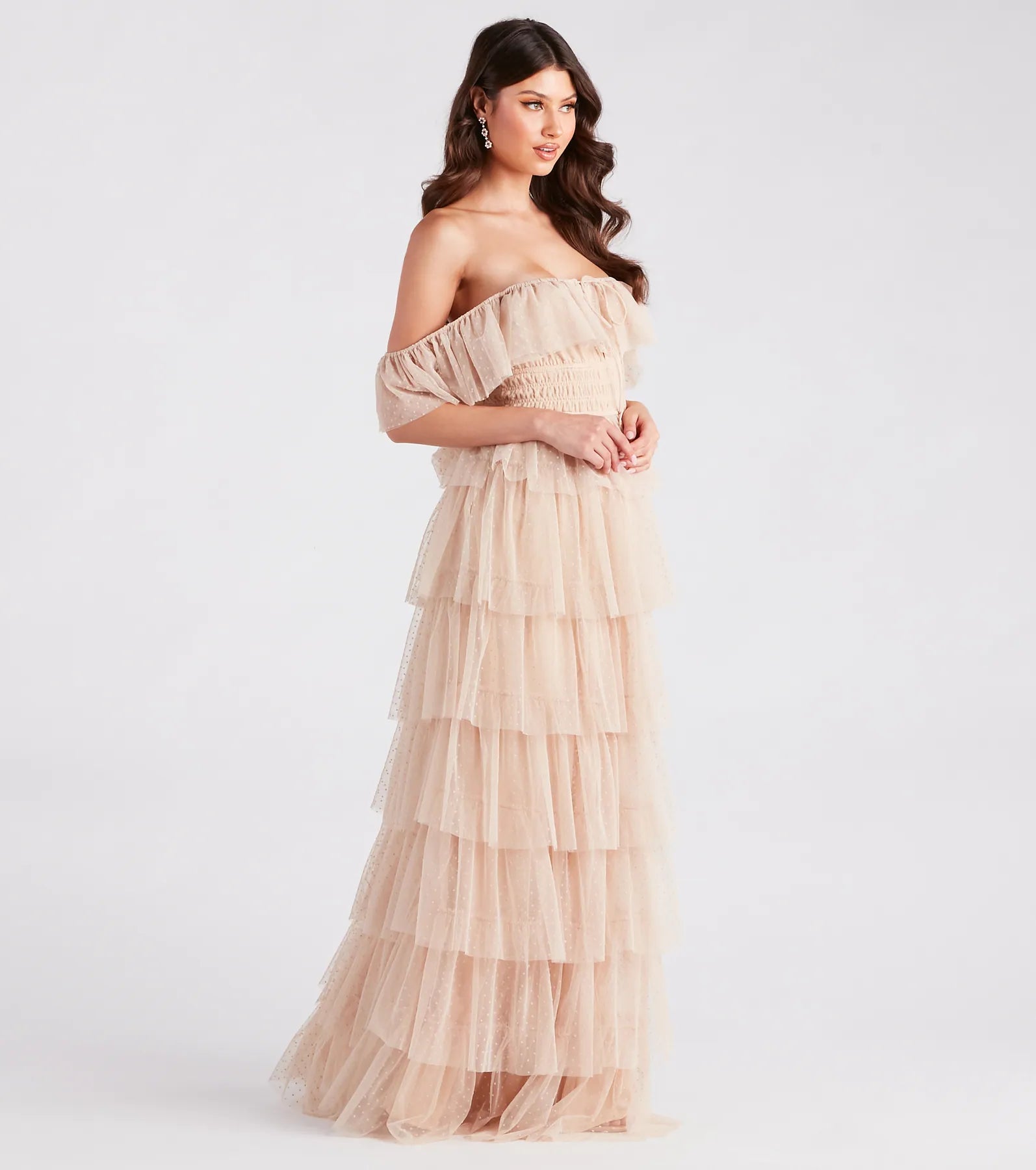 Angela Ruffled Tulle A-Line Formal Dress