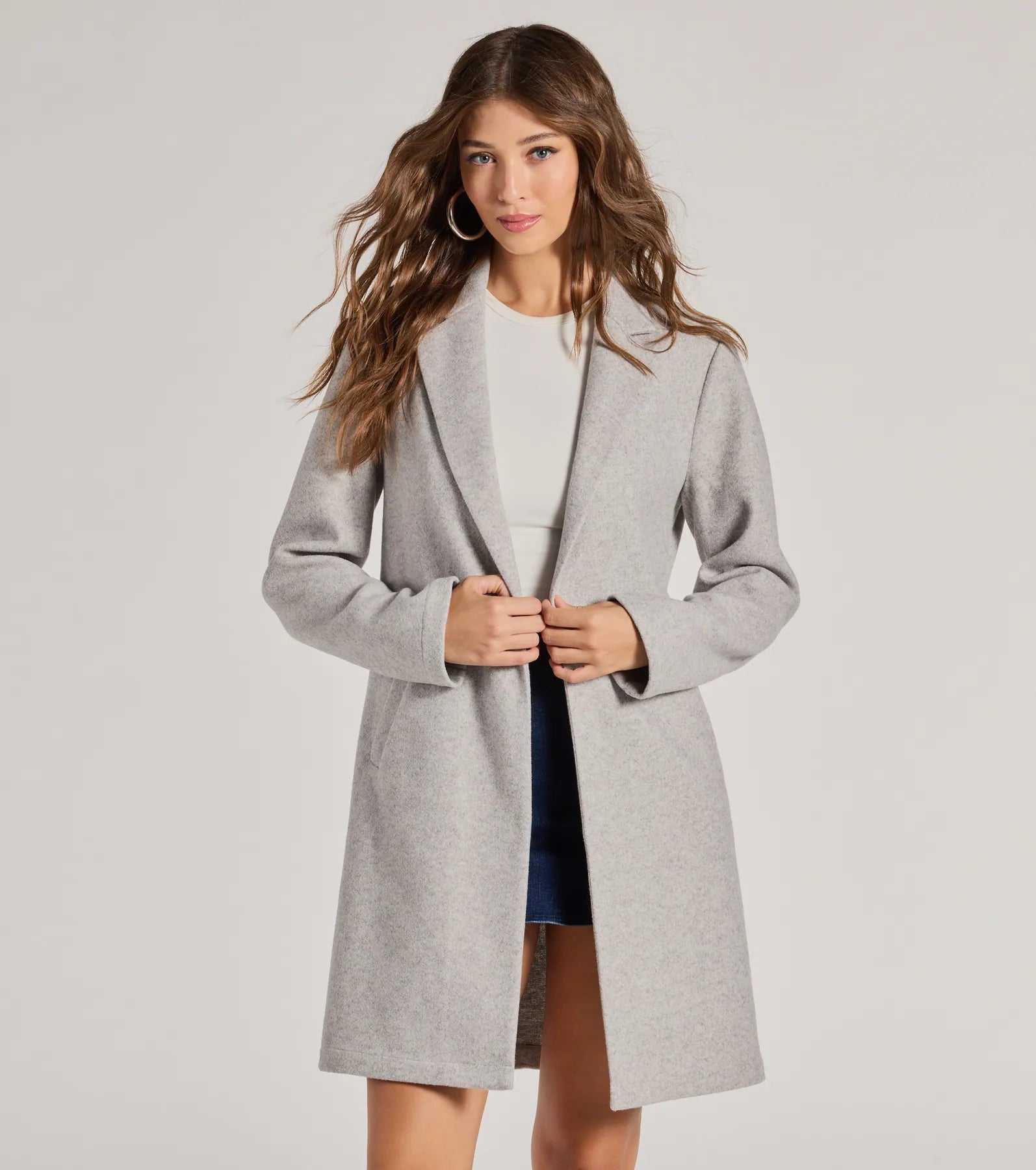 Perfect Chic Faux Wool Trench Coat