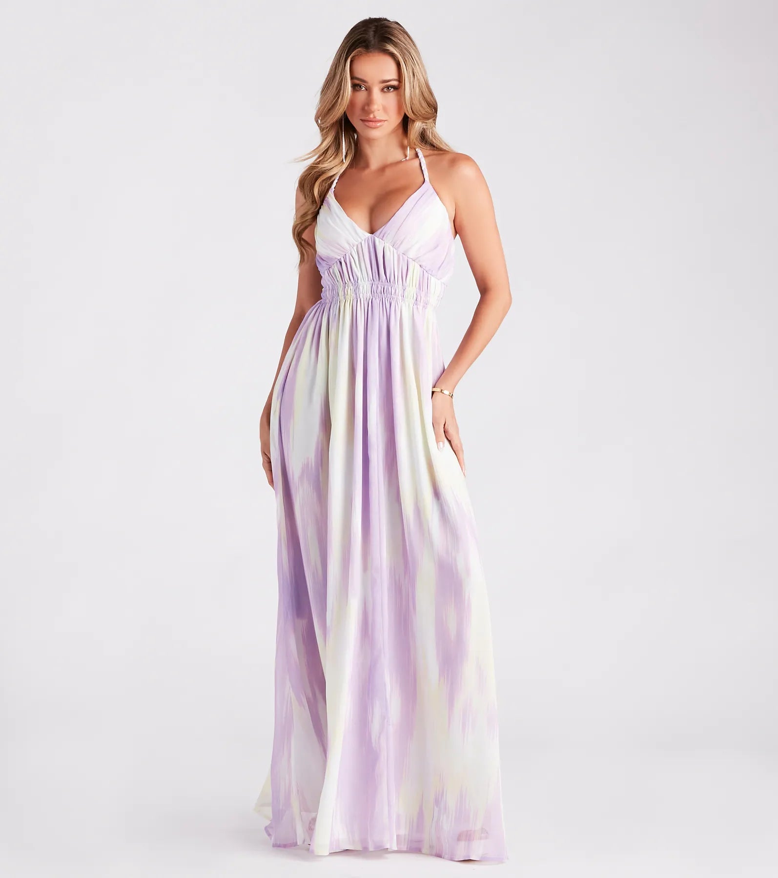 Living In Color Chiffon Halter Maxi Dress