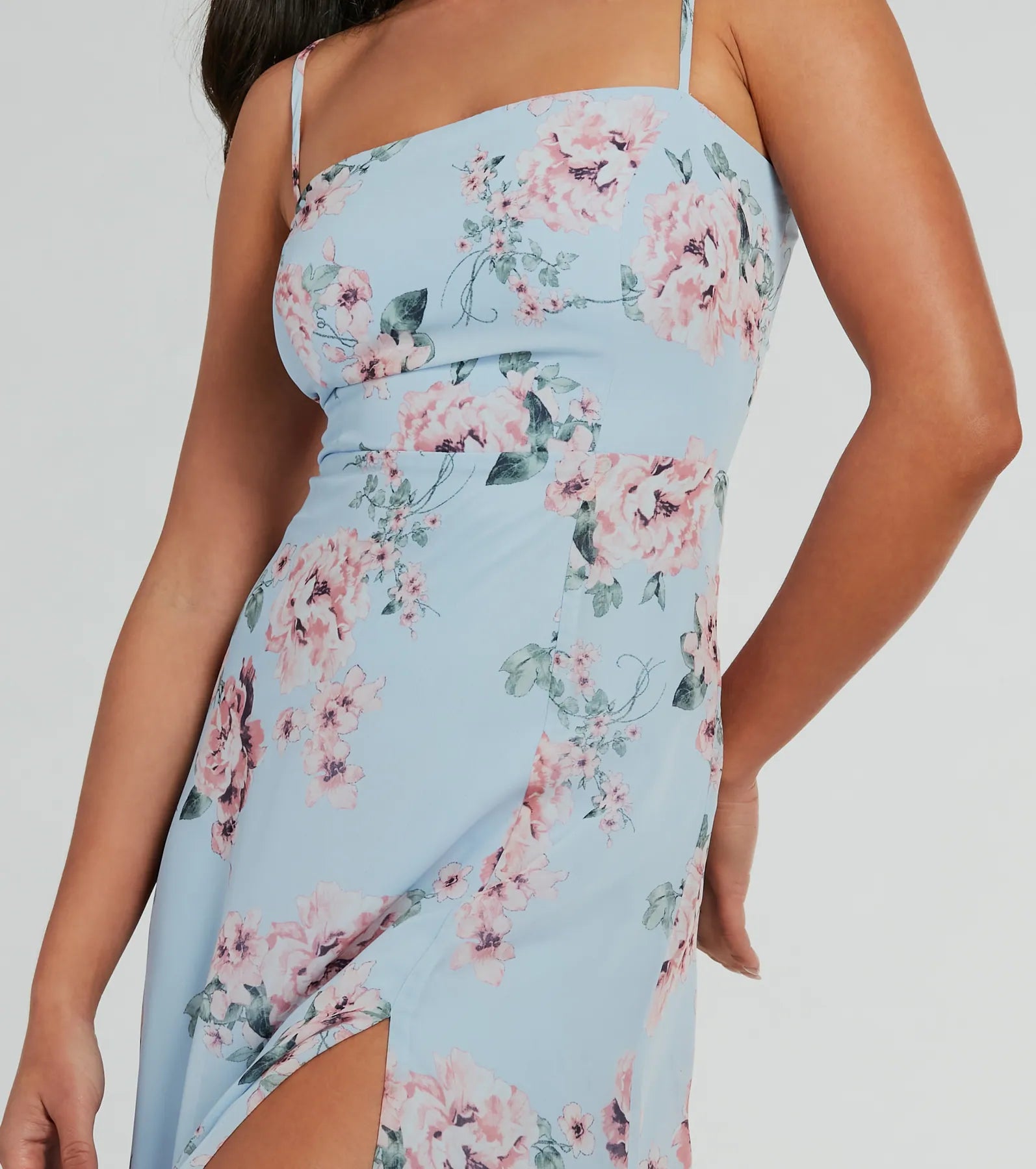 Floral Beauty Chiffon A-Line Midi Dress