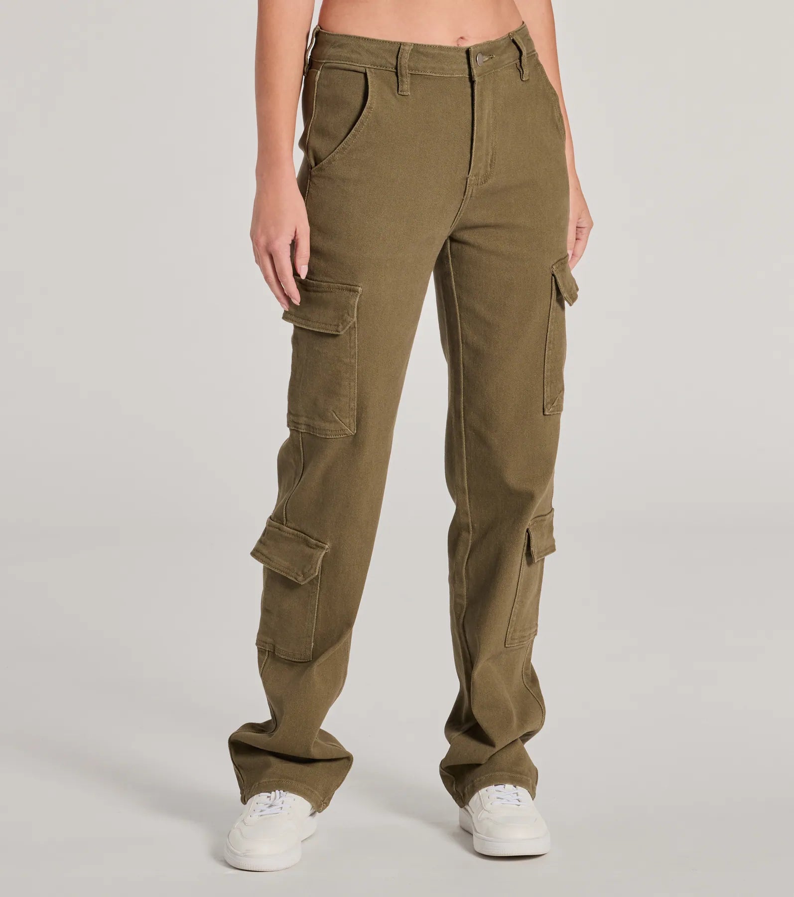 Casual Meets Stylish High-Rise Cargo Straight Leg Pants