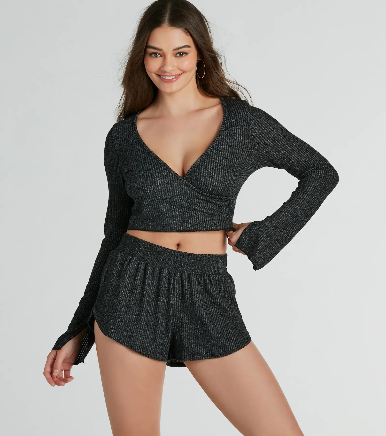 Keep It Chill Long Sleeve Ribbed Knit Pajama Top