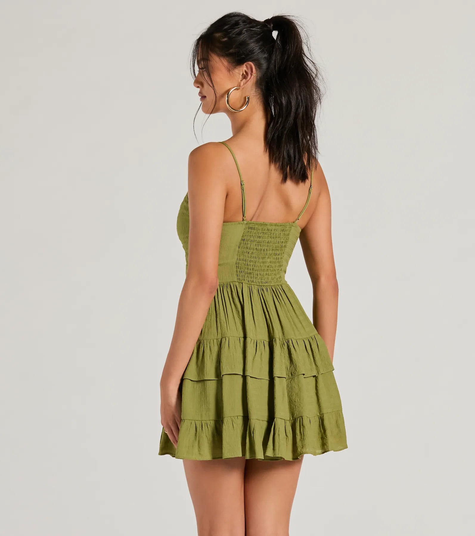 Charming Allure Tie-Front Ruffled Skater Dress