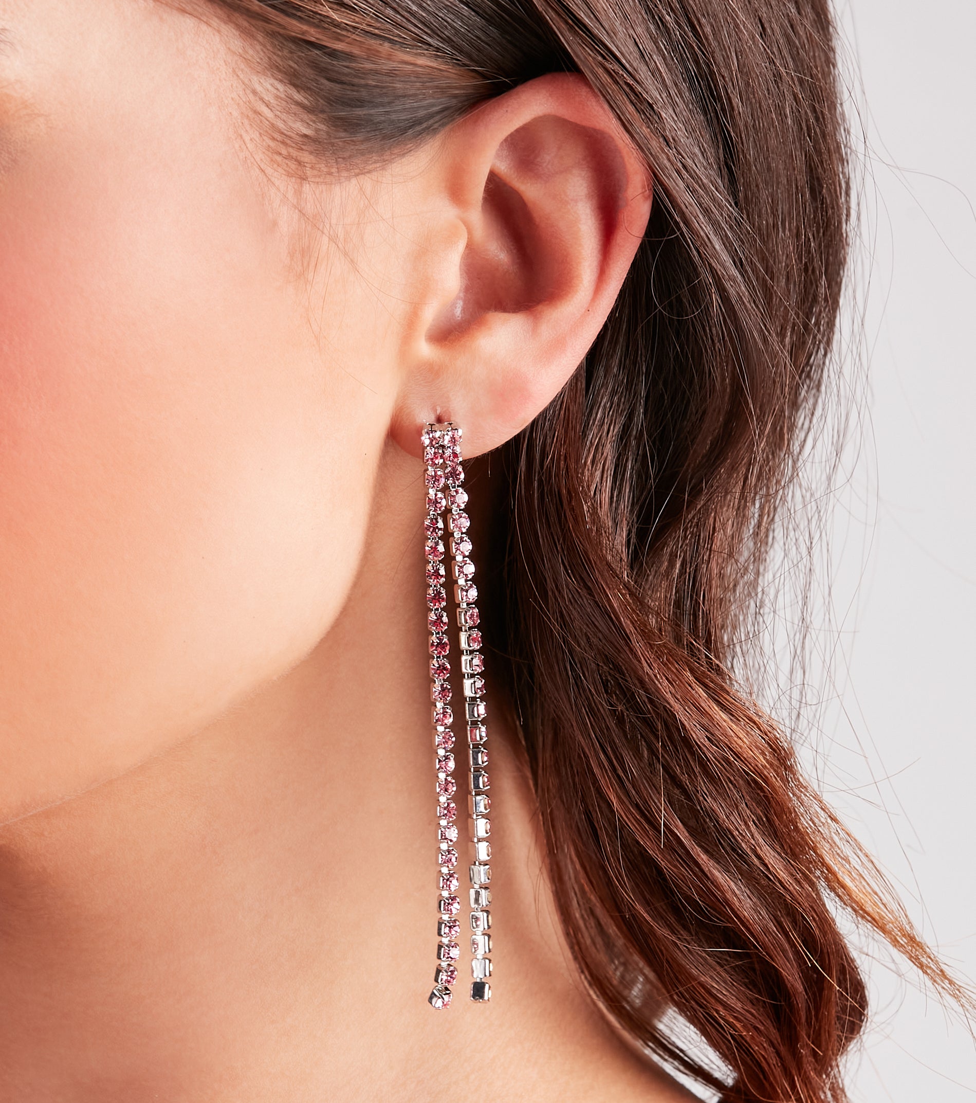 Go For The Glam Rhinestone Fringe Earrings