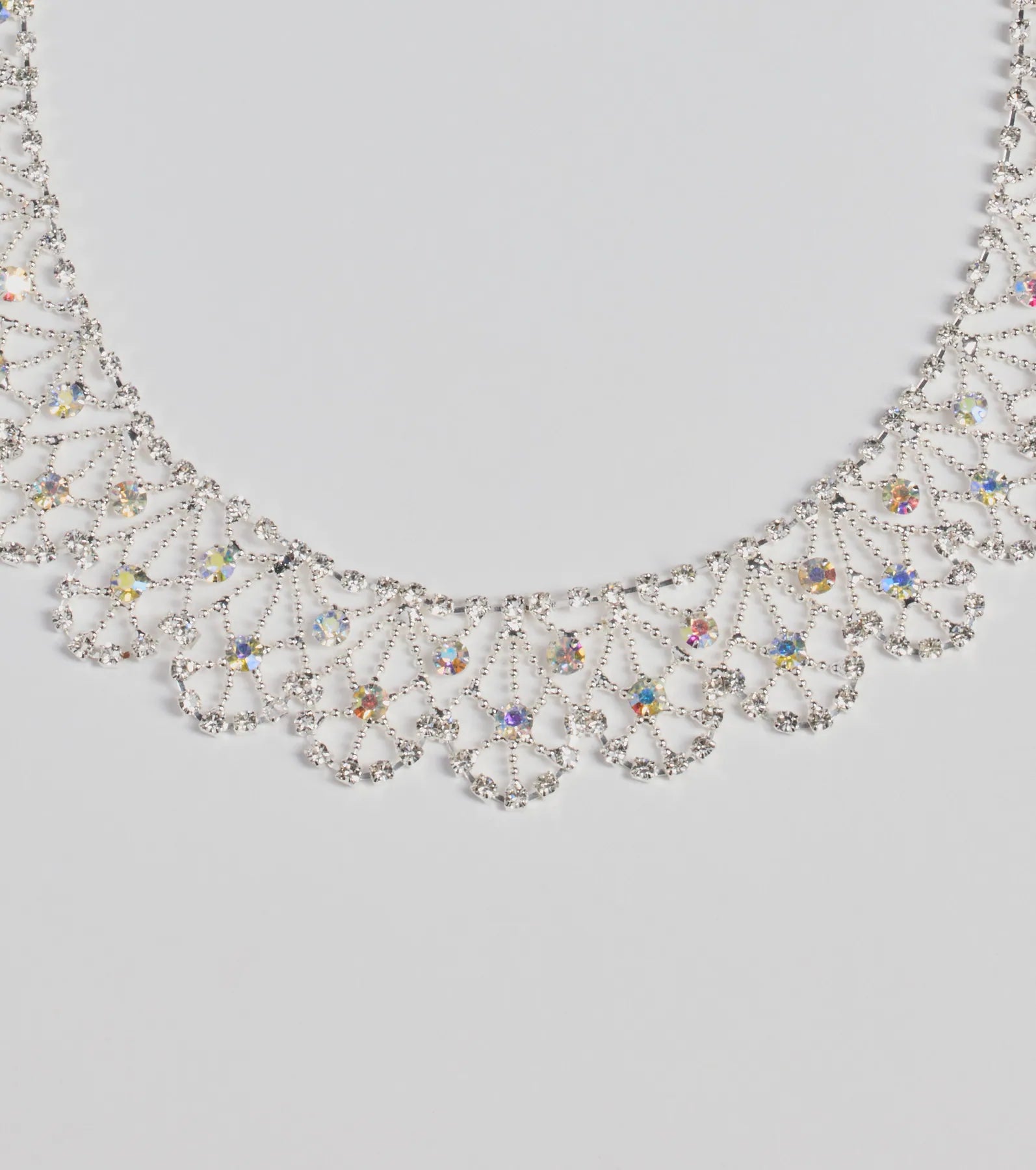 Divine Sparkle Scallop Rhinestone Collar Necklace