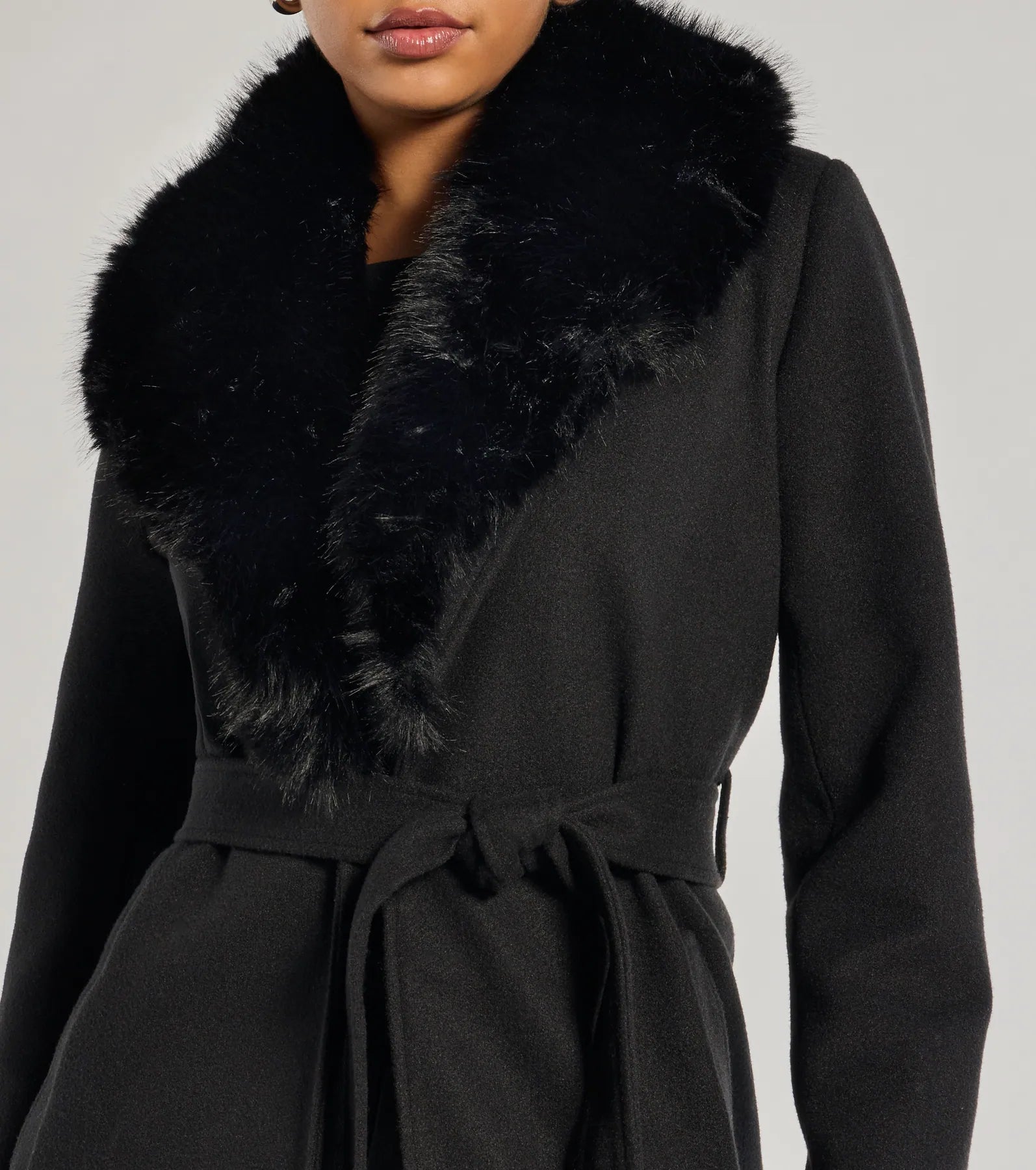 Lavish Layers Faux Wool Trench Coat