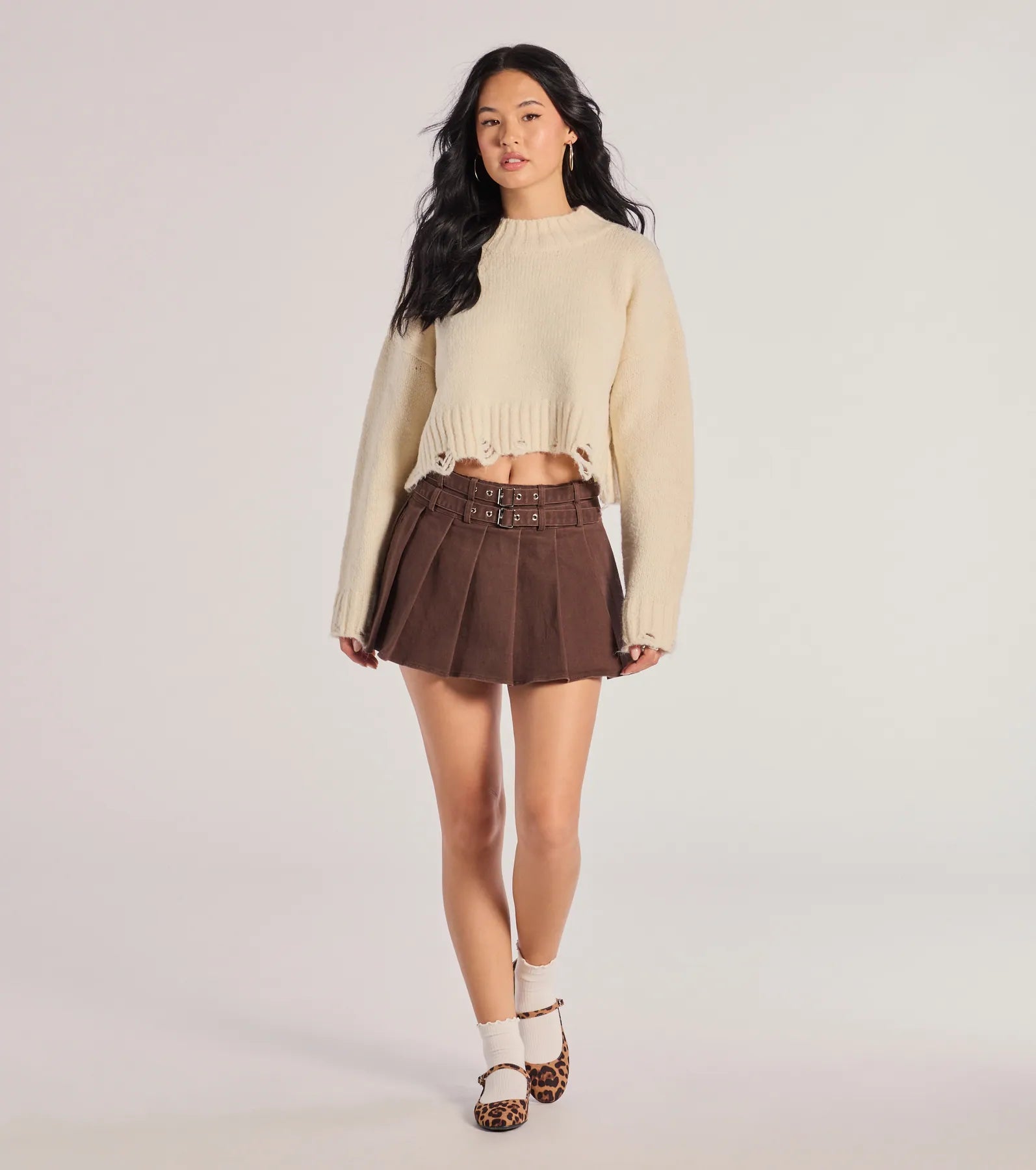 Looking Cool Belted And Pleated Mini Skort