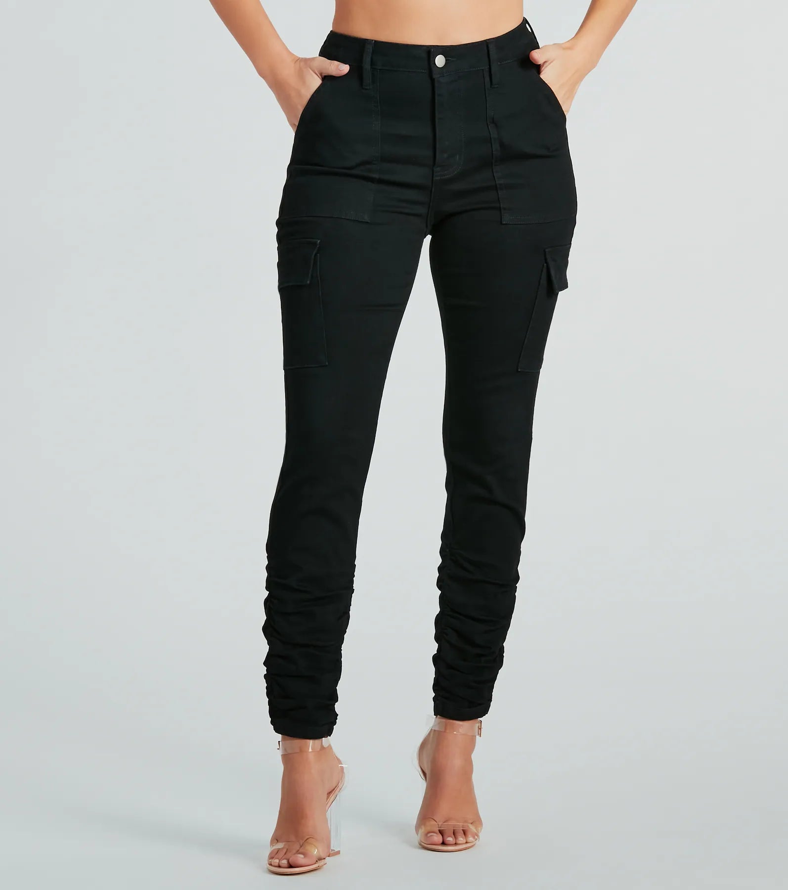 Effortless Vibe High-Rise Cargo Skinny Denim Jeans