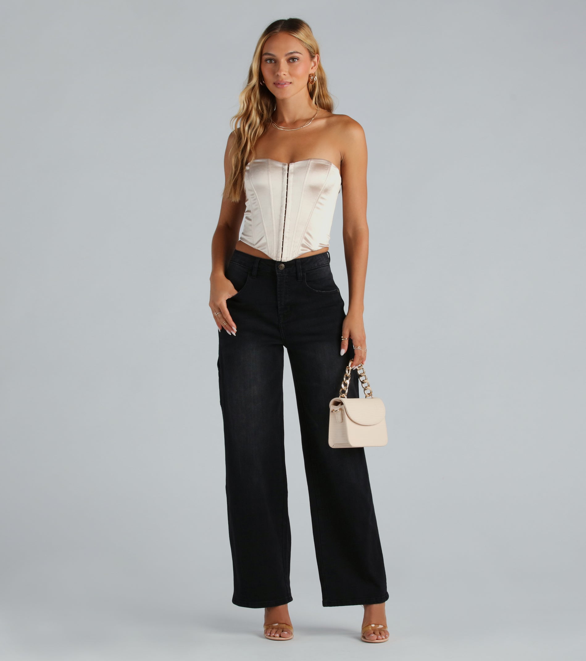 Trish Mid-Rise Carpenter Wide-Leg Denim Jeans