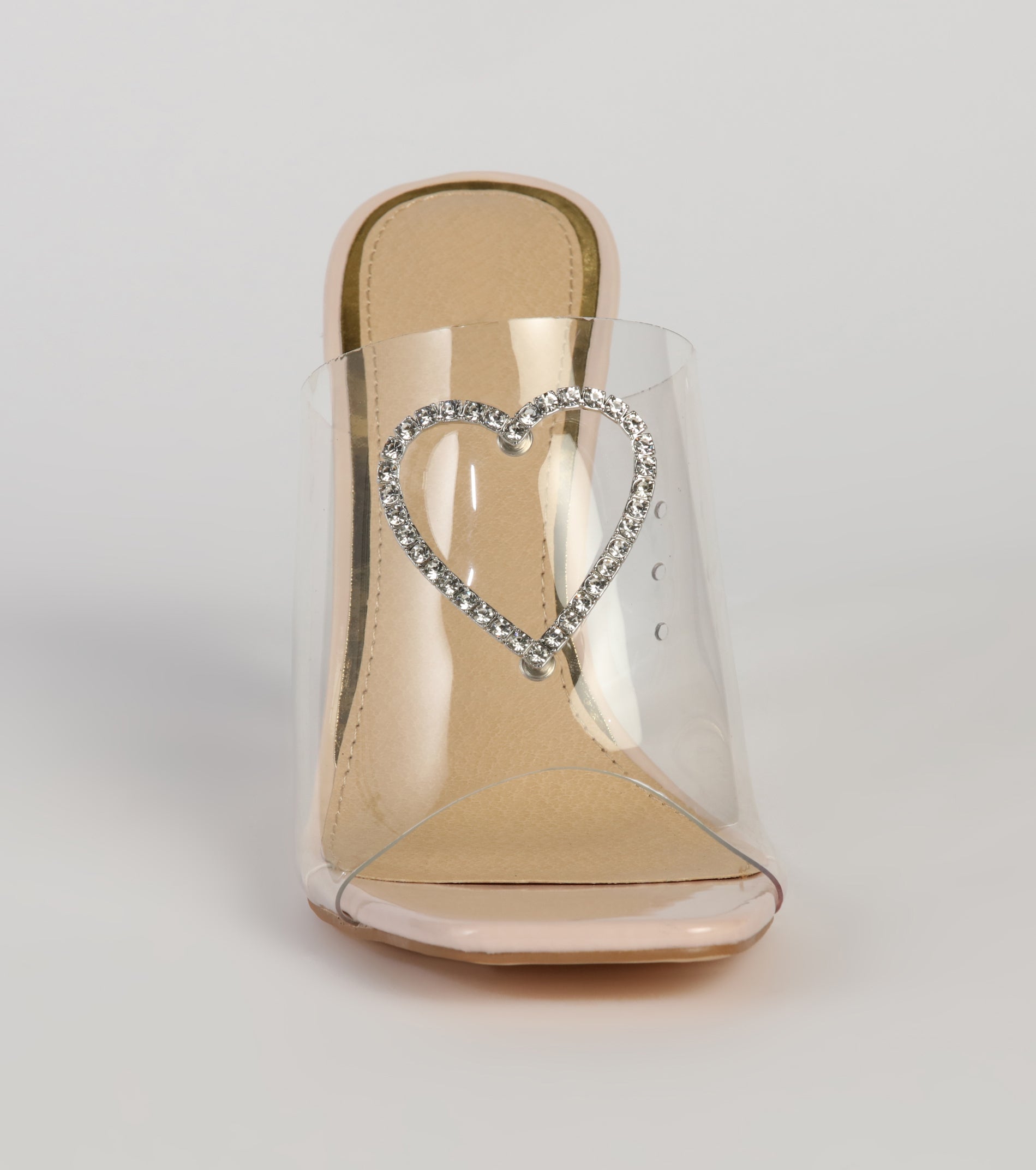 Pure Heart PVC Rhinestone Mules