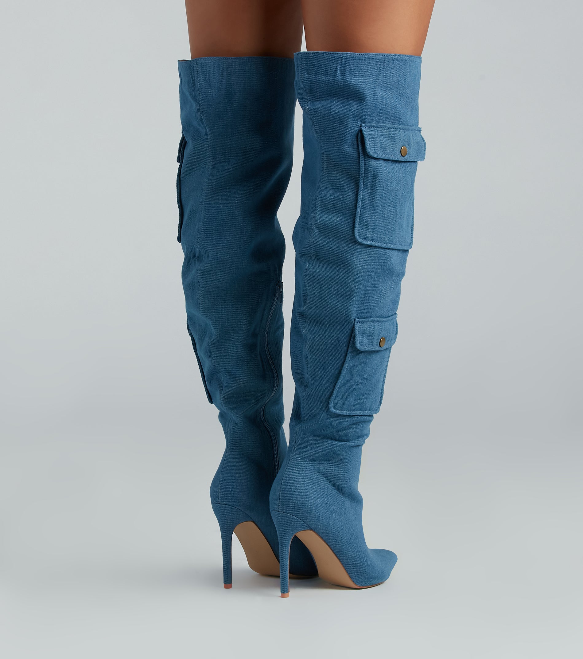 Bold Babe Denim Over-The-Knee Stiletto Boots