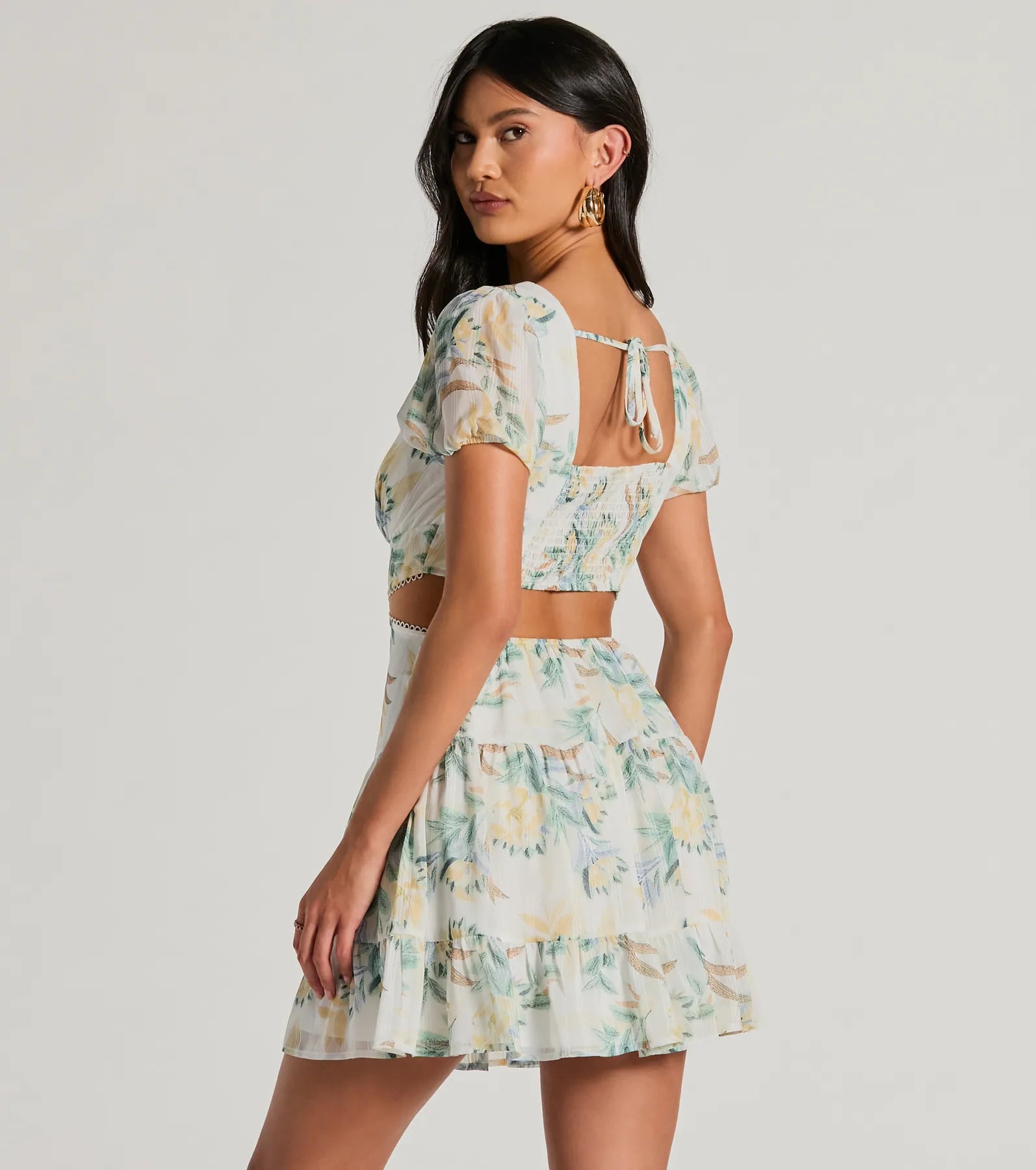 Island Oasis Tropical Cutout Skater Dress