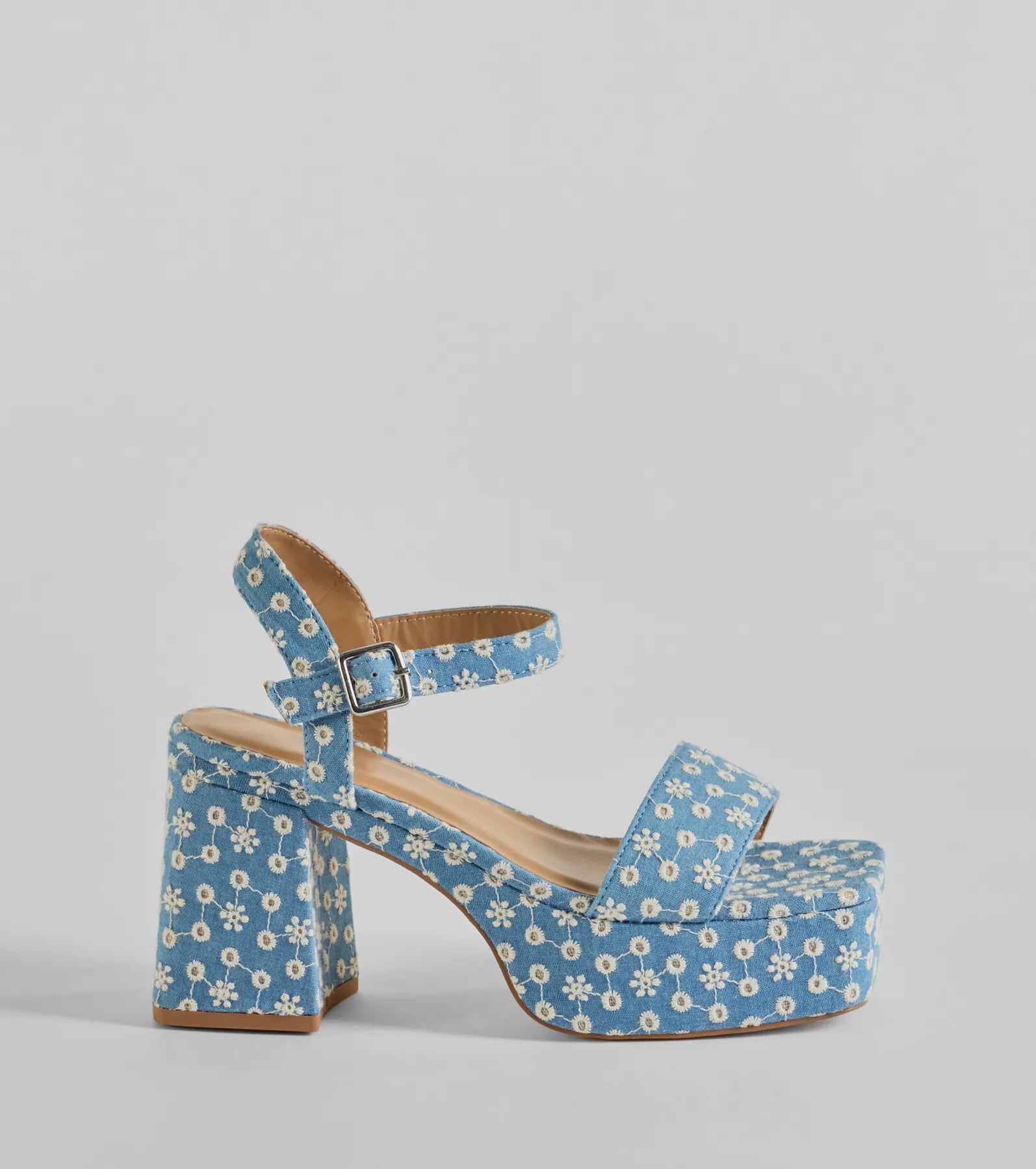 Darling Daisy Platform Denim Block Heels