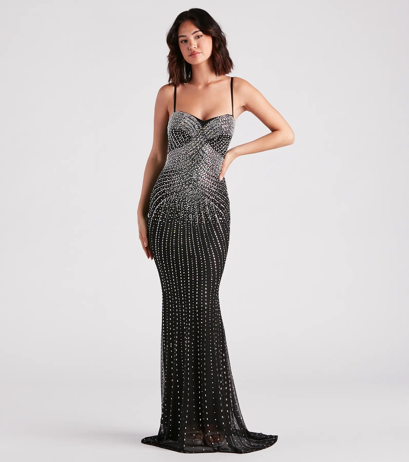 Tori Formal Rhinestone Mermaid Long Dress