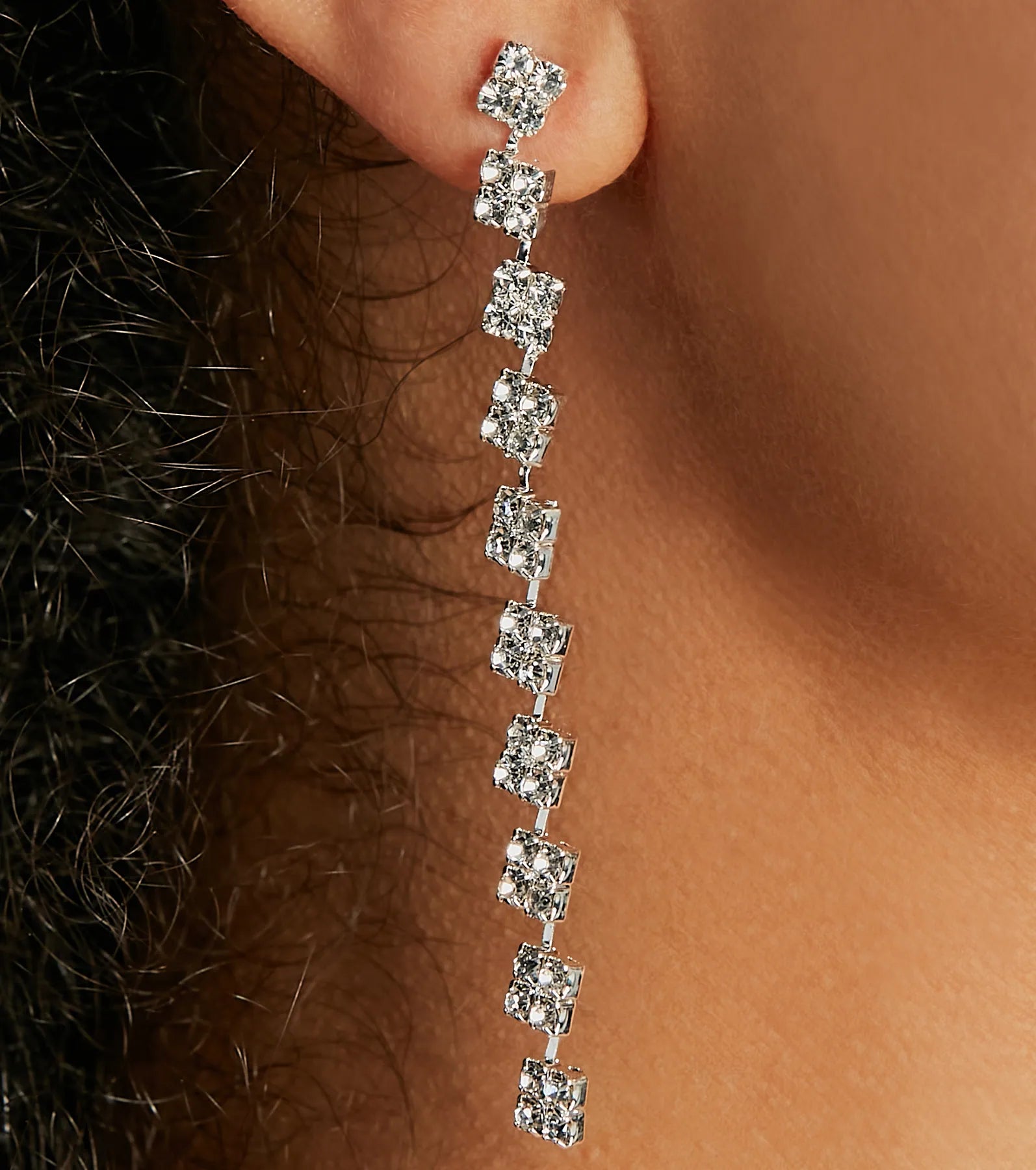 Prettiest Glam Rhinestone Dainty Drop Earrings