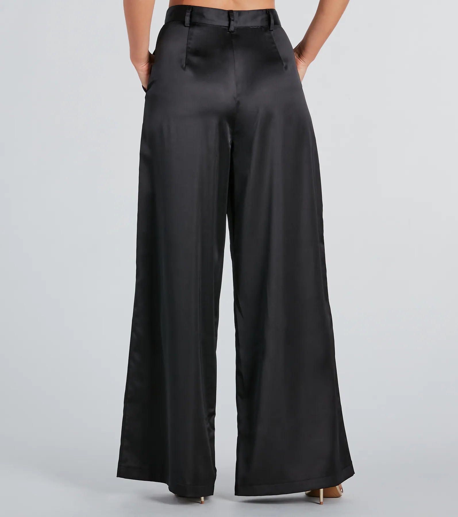 Power Vibe Satin Wide-Leg Trouser Pants