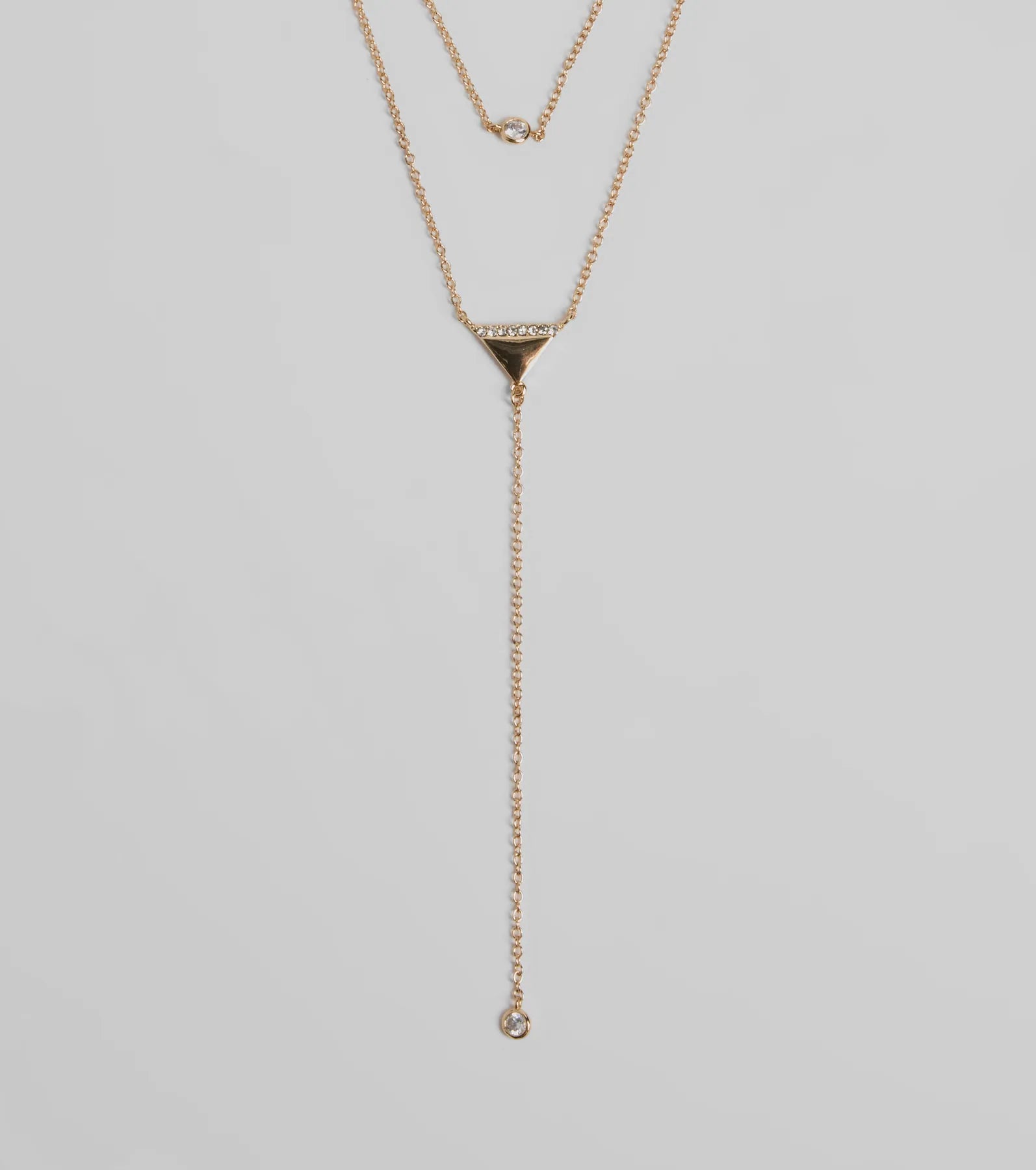 Highly Favored Triangle Rhinestone Lariat Necklace