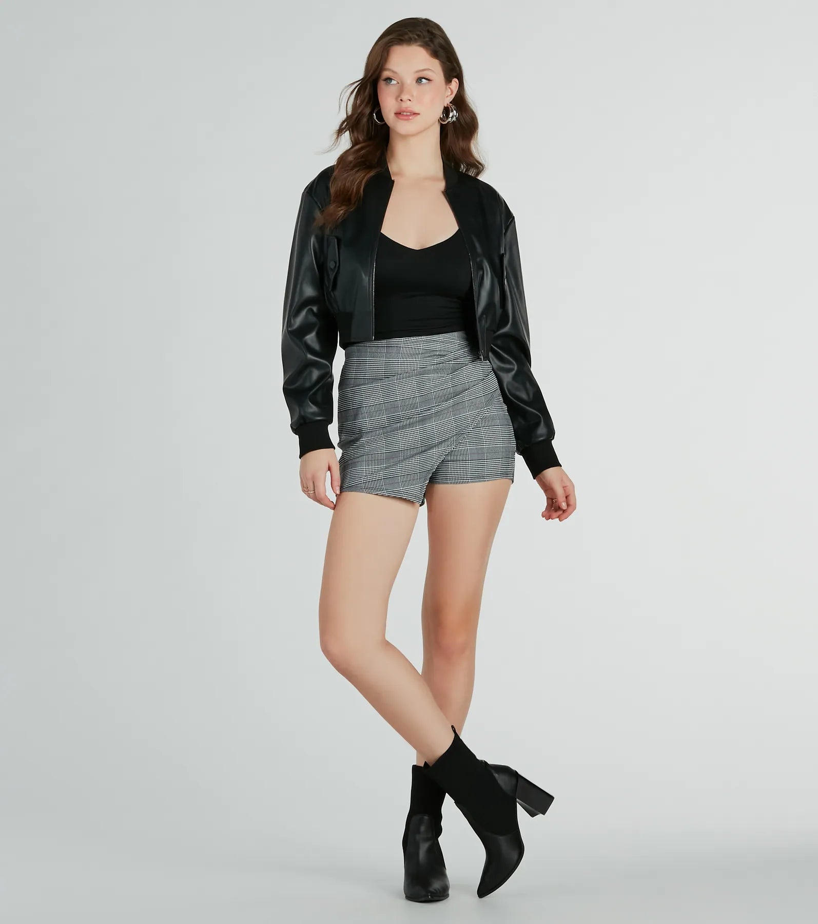 Chic Aesthetic Plaid Wrap Skort