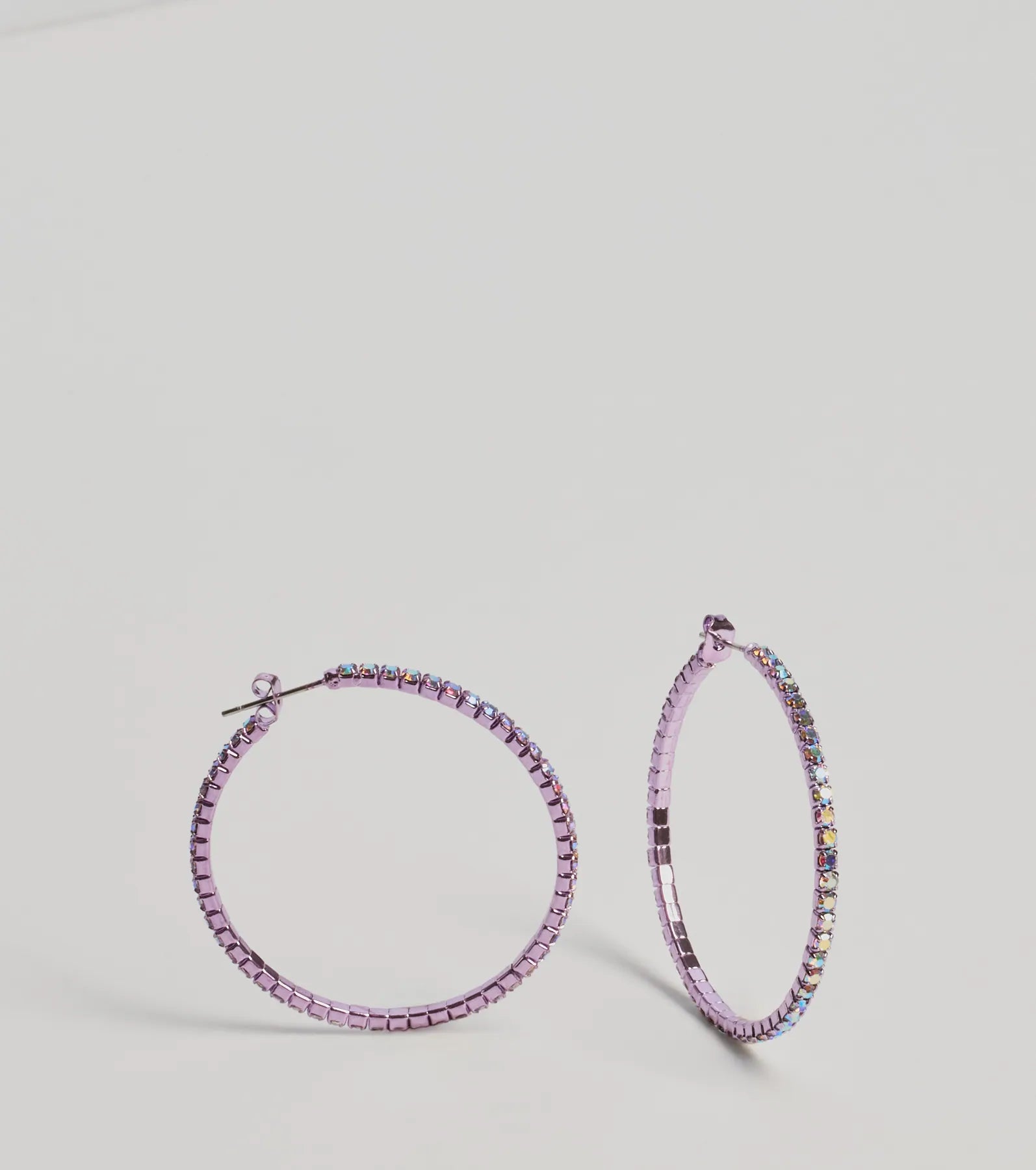 Glam Impression Rhinestone Hoop Earrings