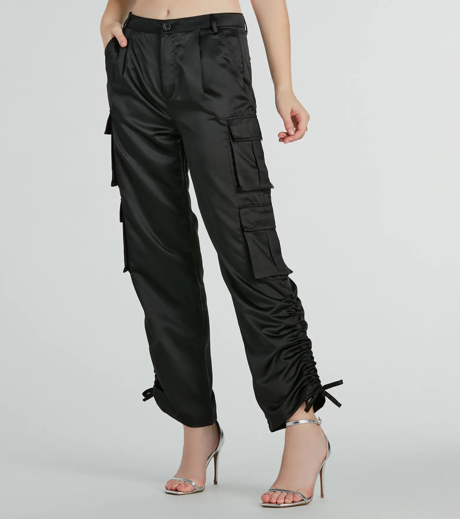 Trendy Babe Satin Cargo Pants