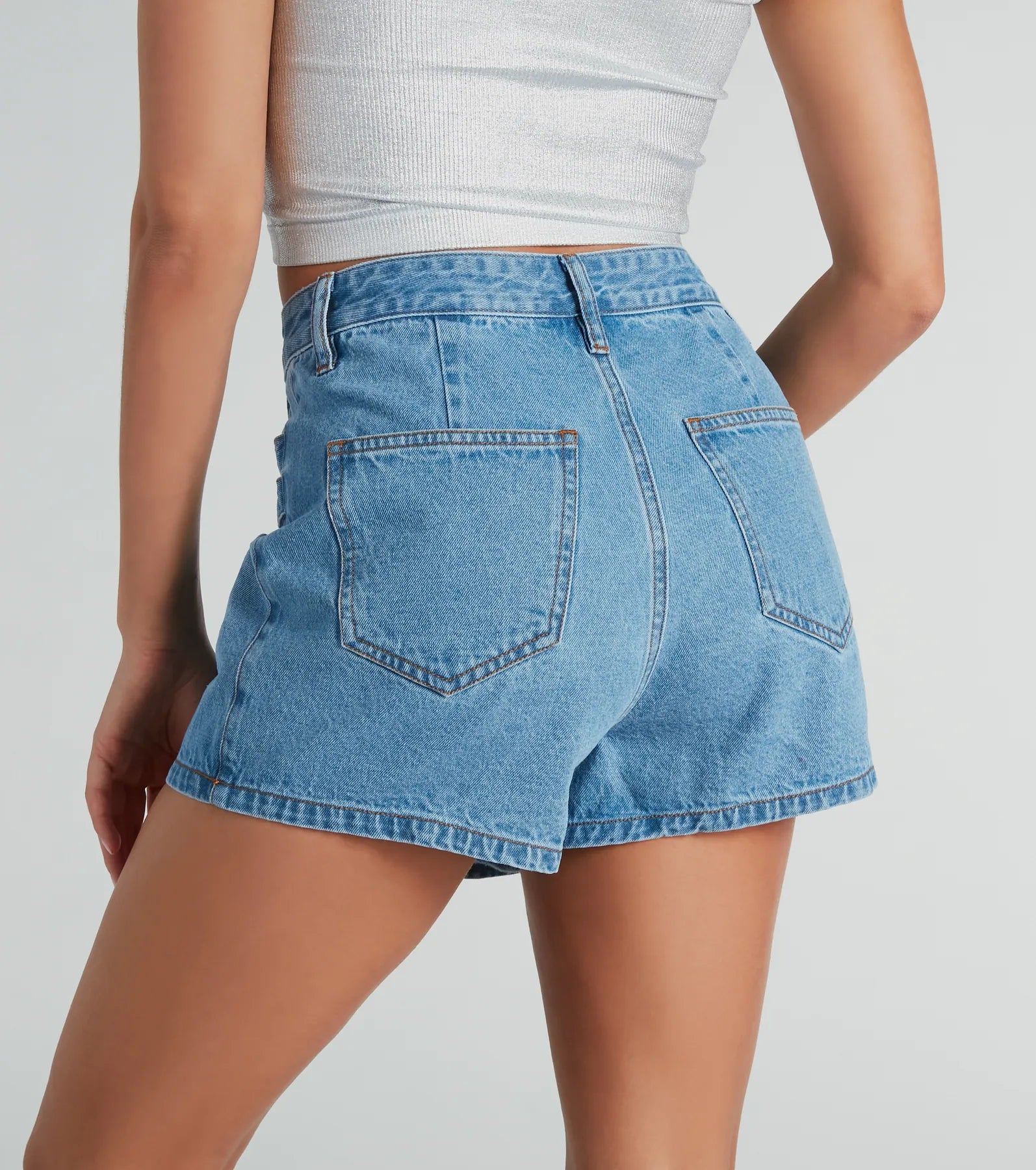 Coolest Deets Wrap-Front Denim Cargo Skort