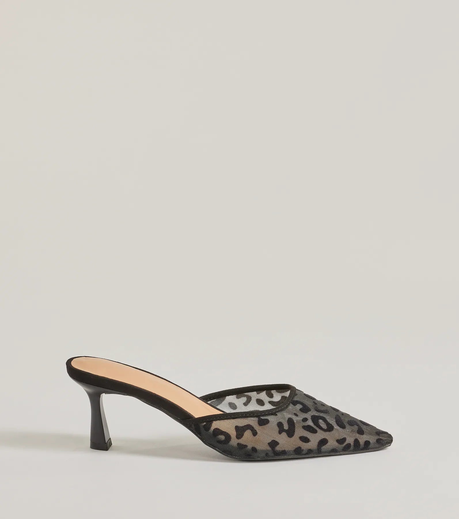 Fierce Moment Leopard Print Kitten Heeled Mules