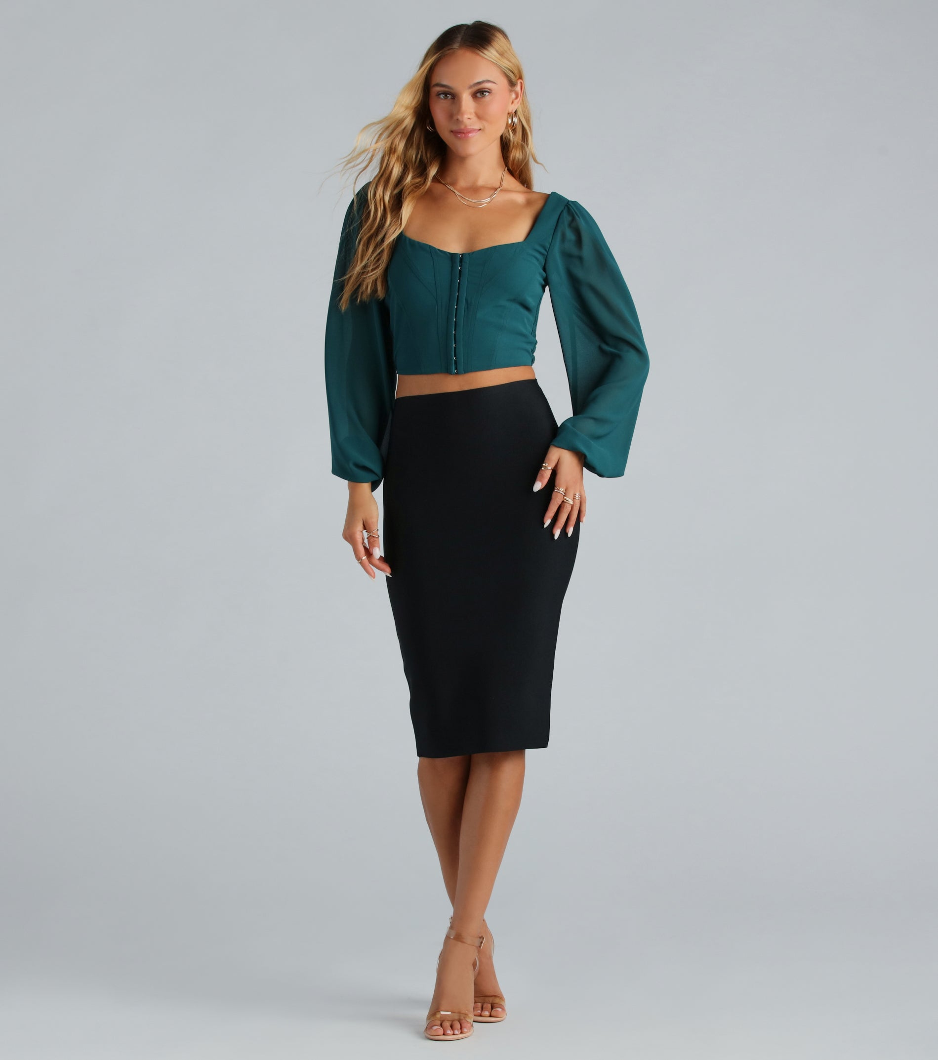 More Than A Dream Chiffon Corset Crop Top