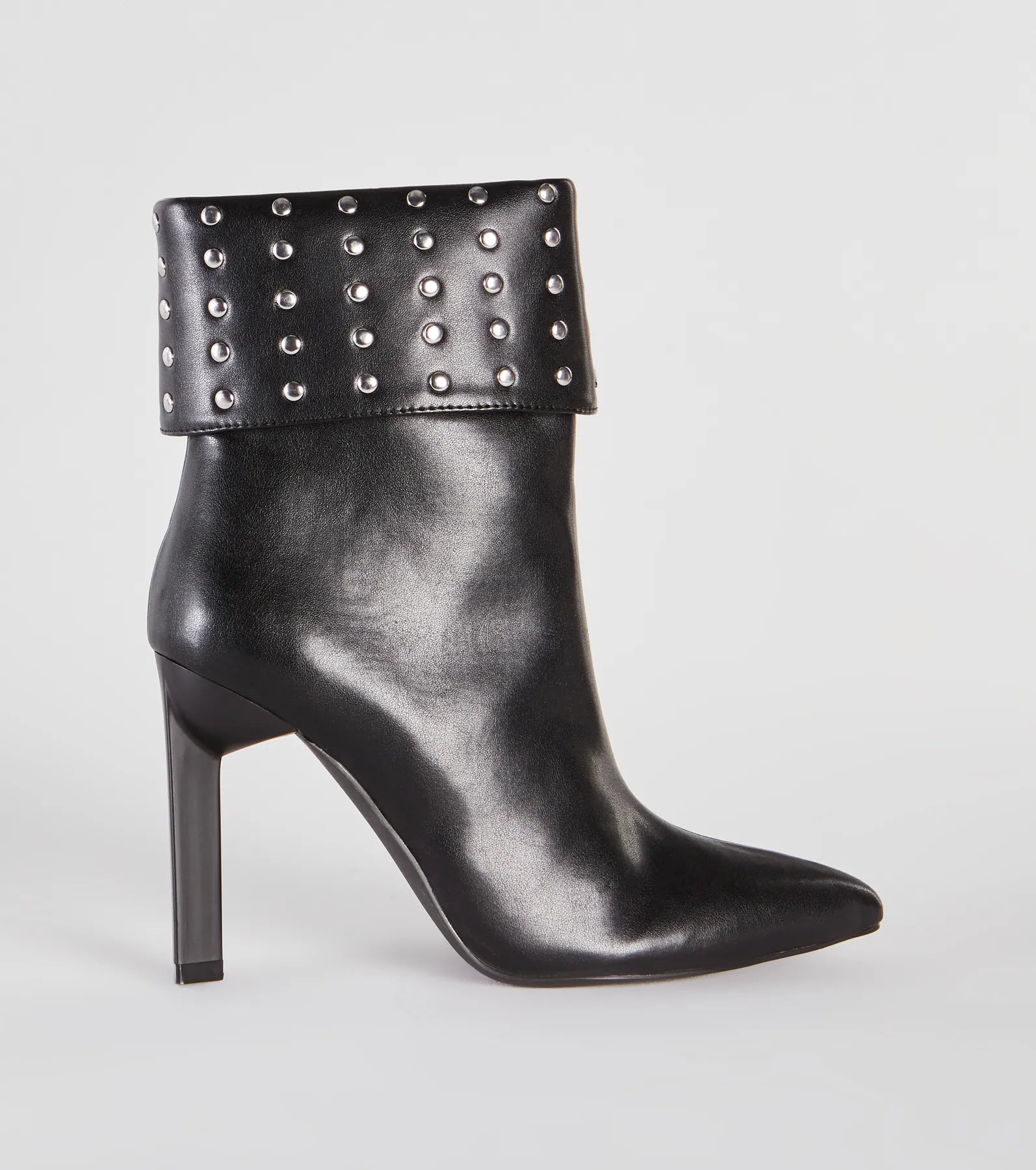 Stylishly Studded Faux Leather Stiletto Booties