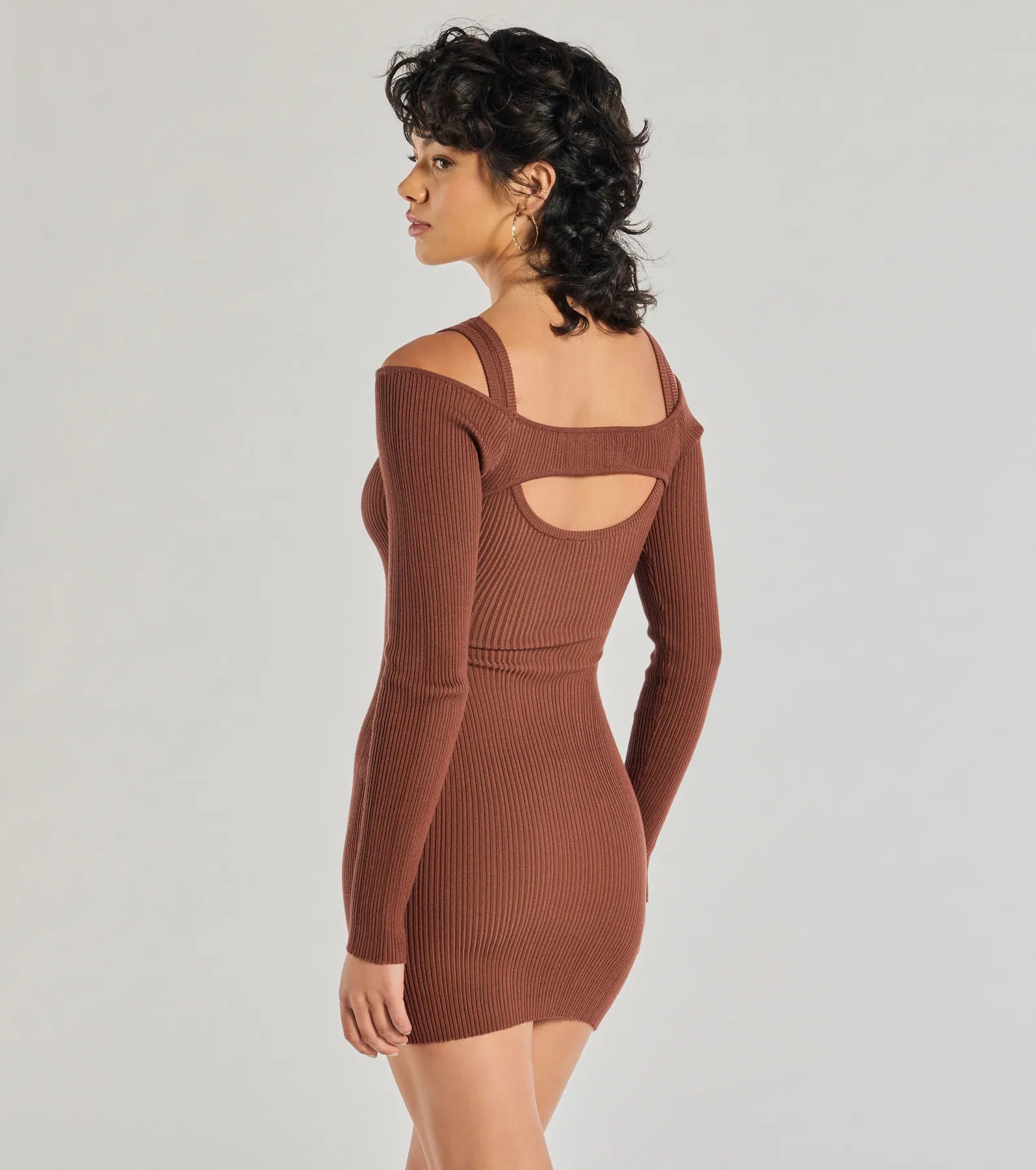 Effortless Vibe Ribbed Knit Long Sleeve Mini Dress