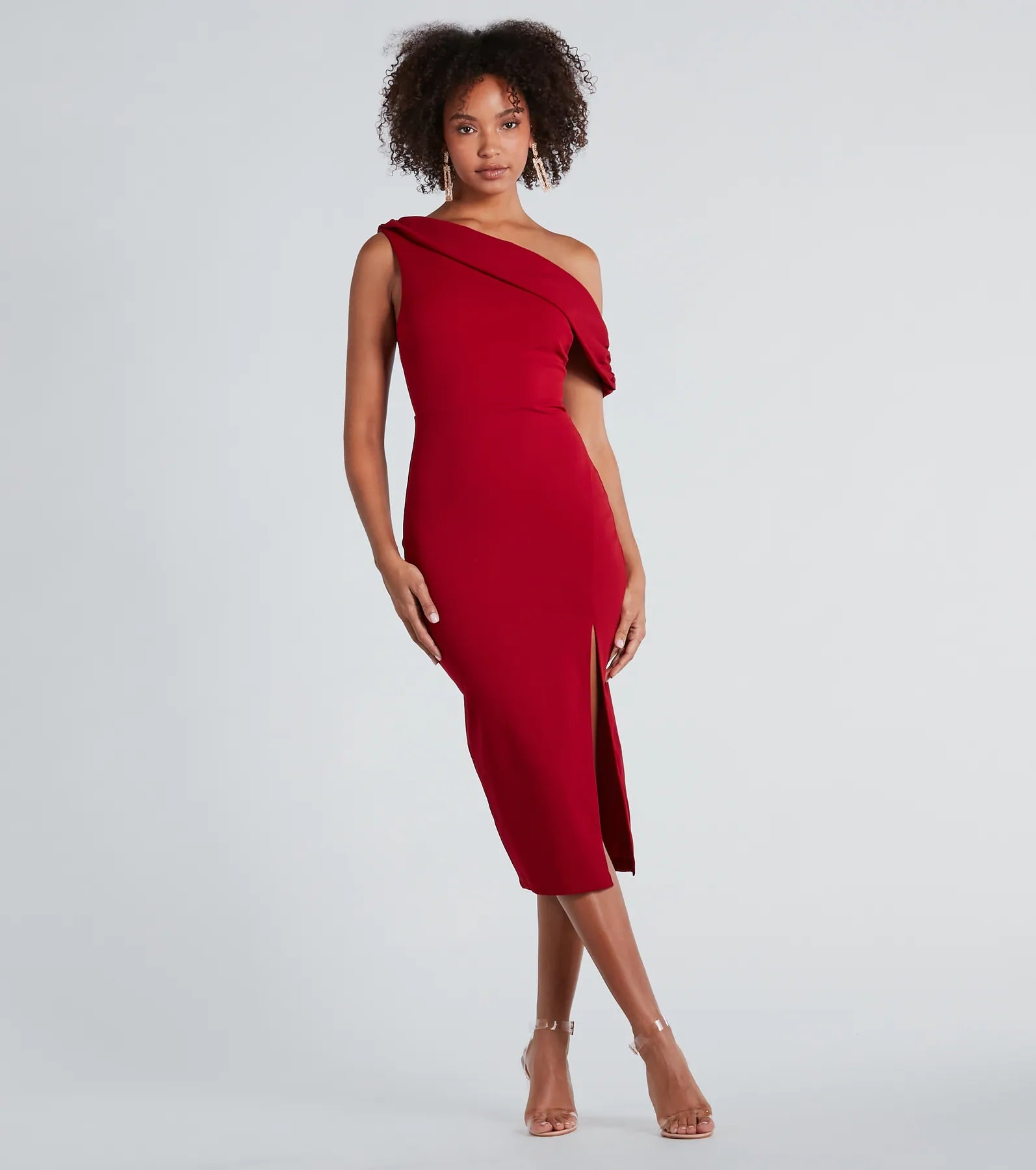 Jullian Formal Crepe Off-The-Shoulder Midi Dress