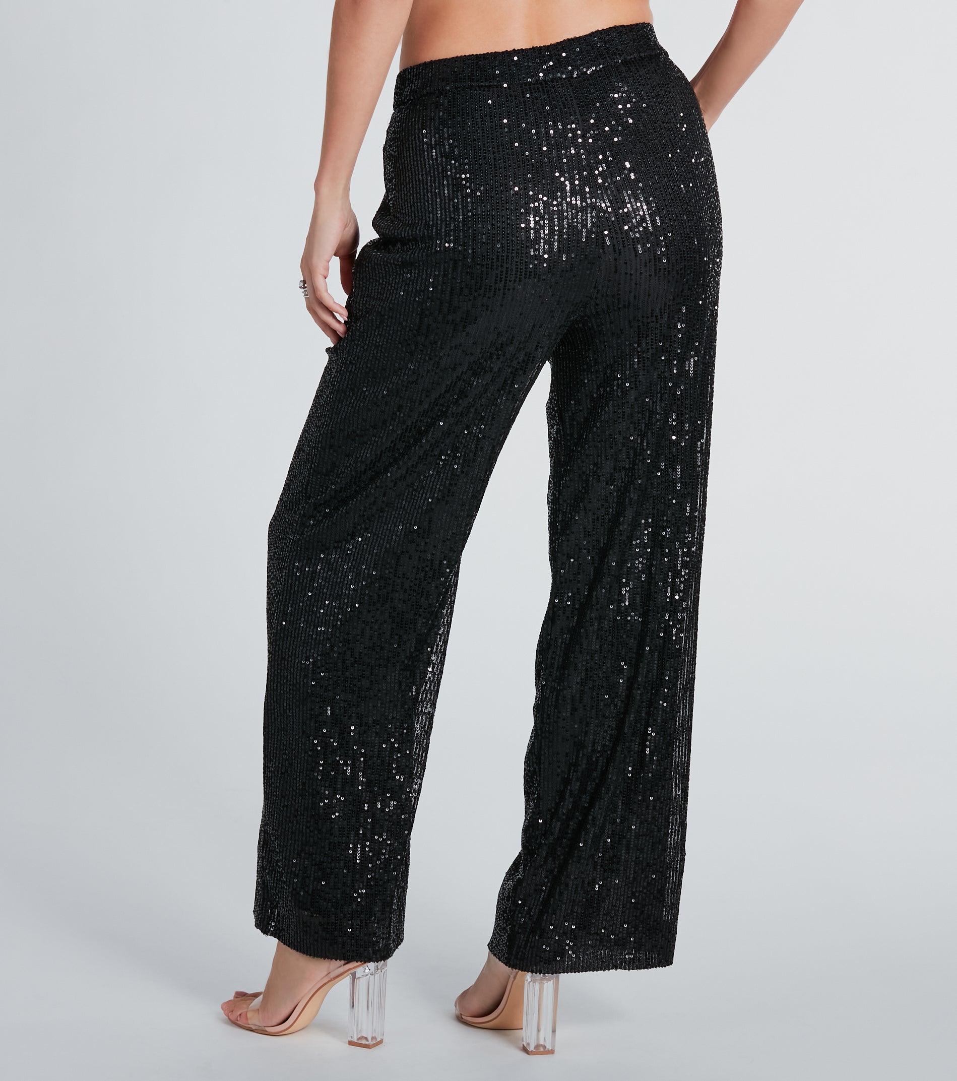 Night Cocktails Sequin High-Rise Flare Pants