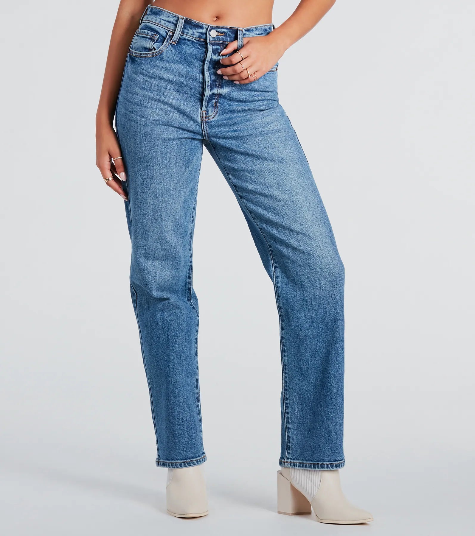 Classic High-Rise Straight-Leg Boyfriend Jeans