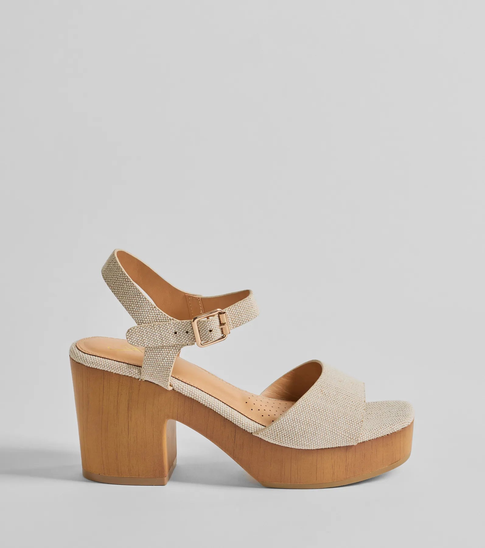 Step Into Summer Linen Wooden Platform Heels