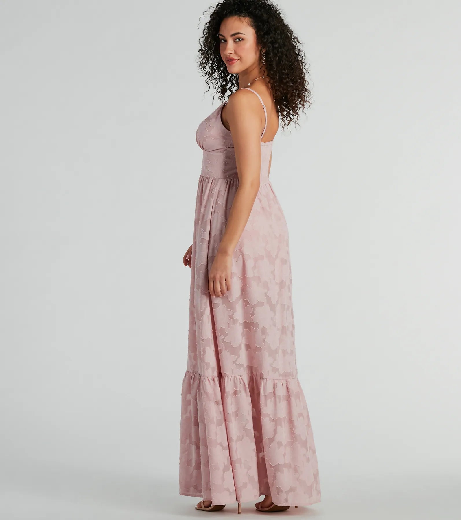 Effortless Beauty Chiffon Burnout Floral Maxi Dress