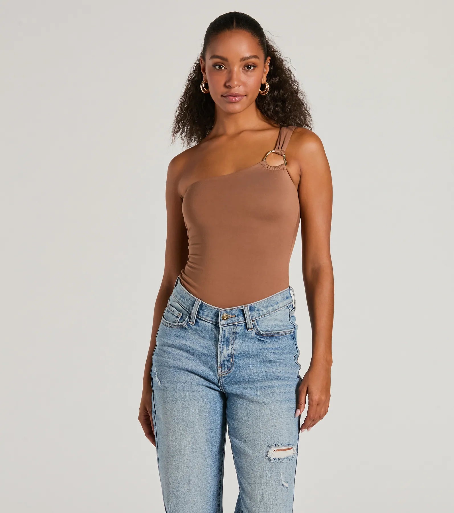 Perfect Piece One-Shoulder Hoop Bodysuit