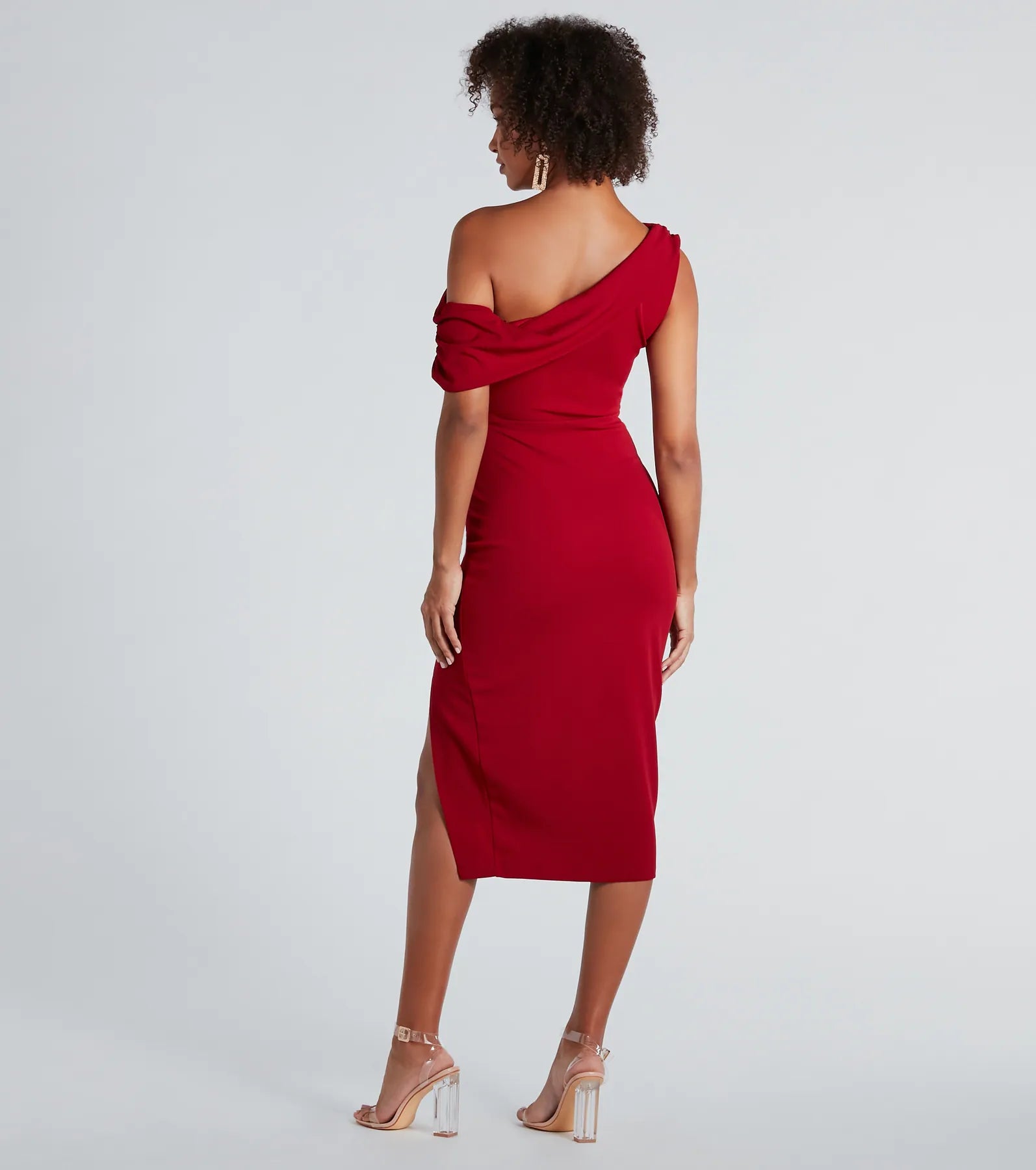 Jullian Formal Crepe Off-The-Shoulder Midi Dress