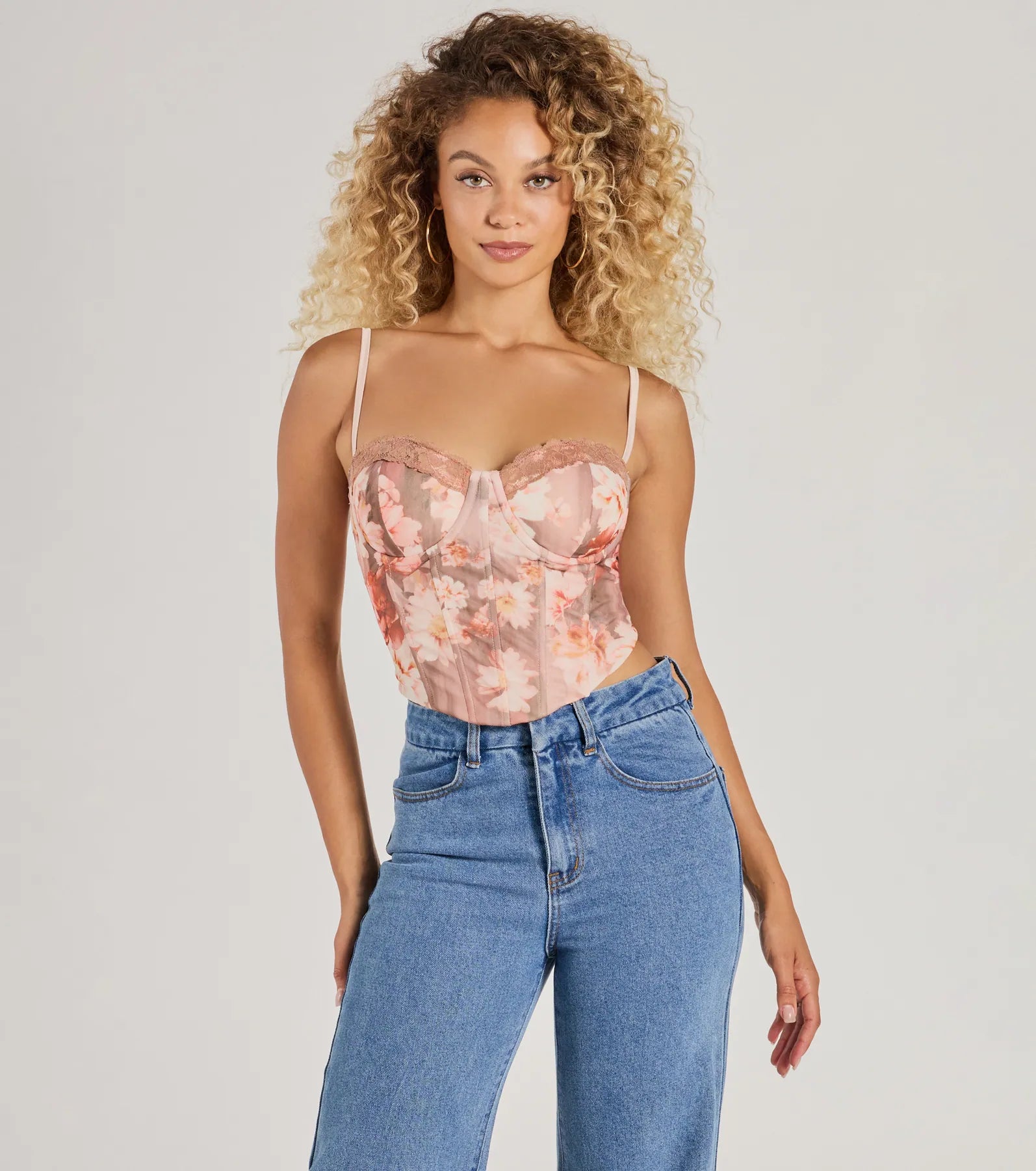 Pretty It Girl Lace-Up Floral Bustier